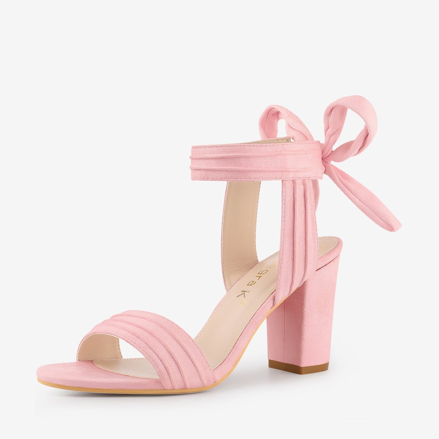BLOCK HEEL PUMPS | OPEN TOE ANKLE STRAP WITH BOW DETAIL