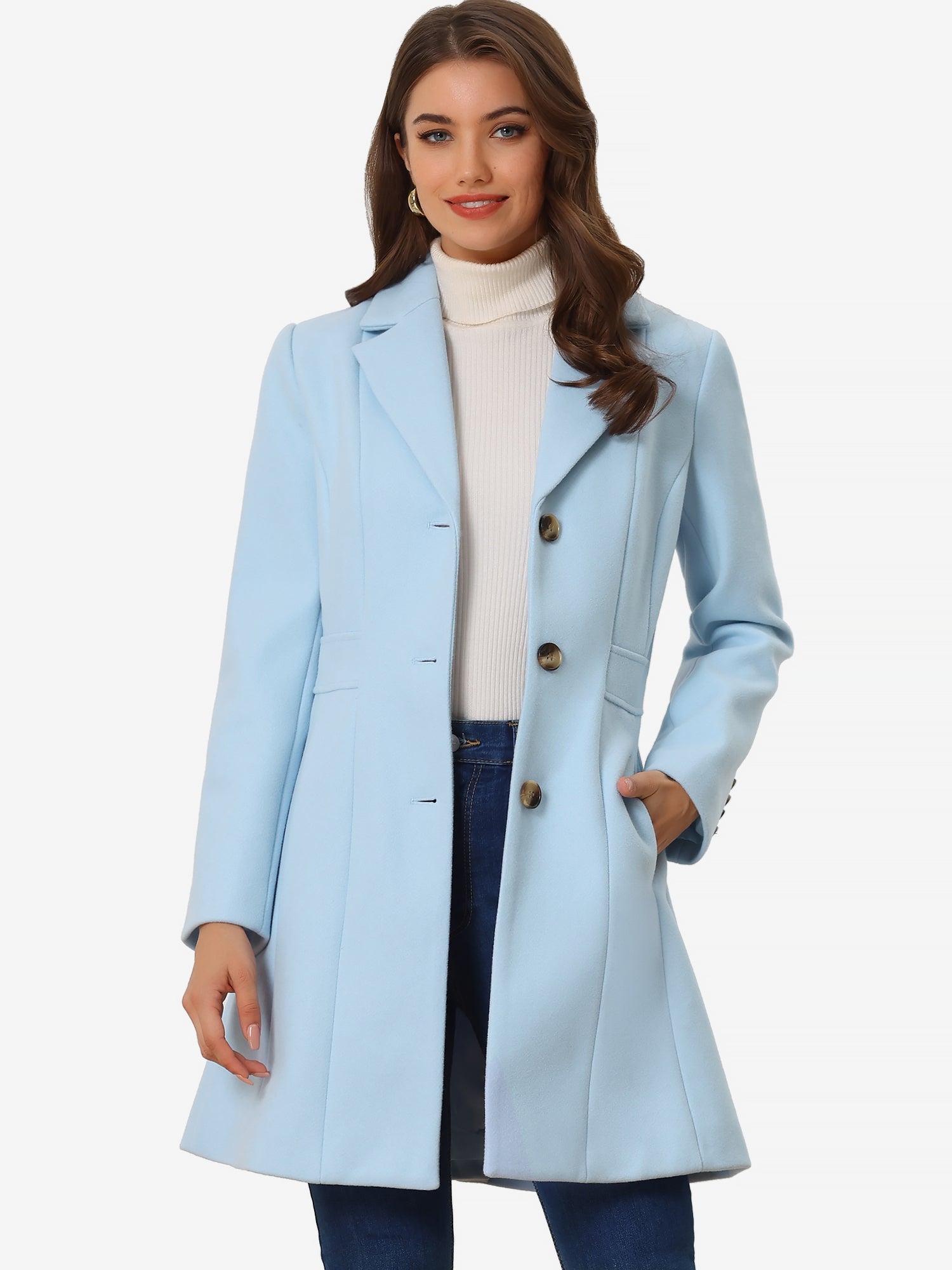 WOMEN’S WOOL COAT | LONG BUTTON WINTER JACKET
