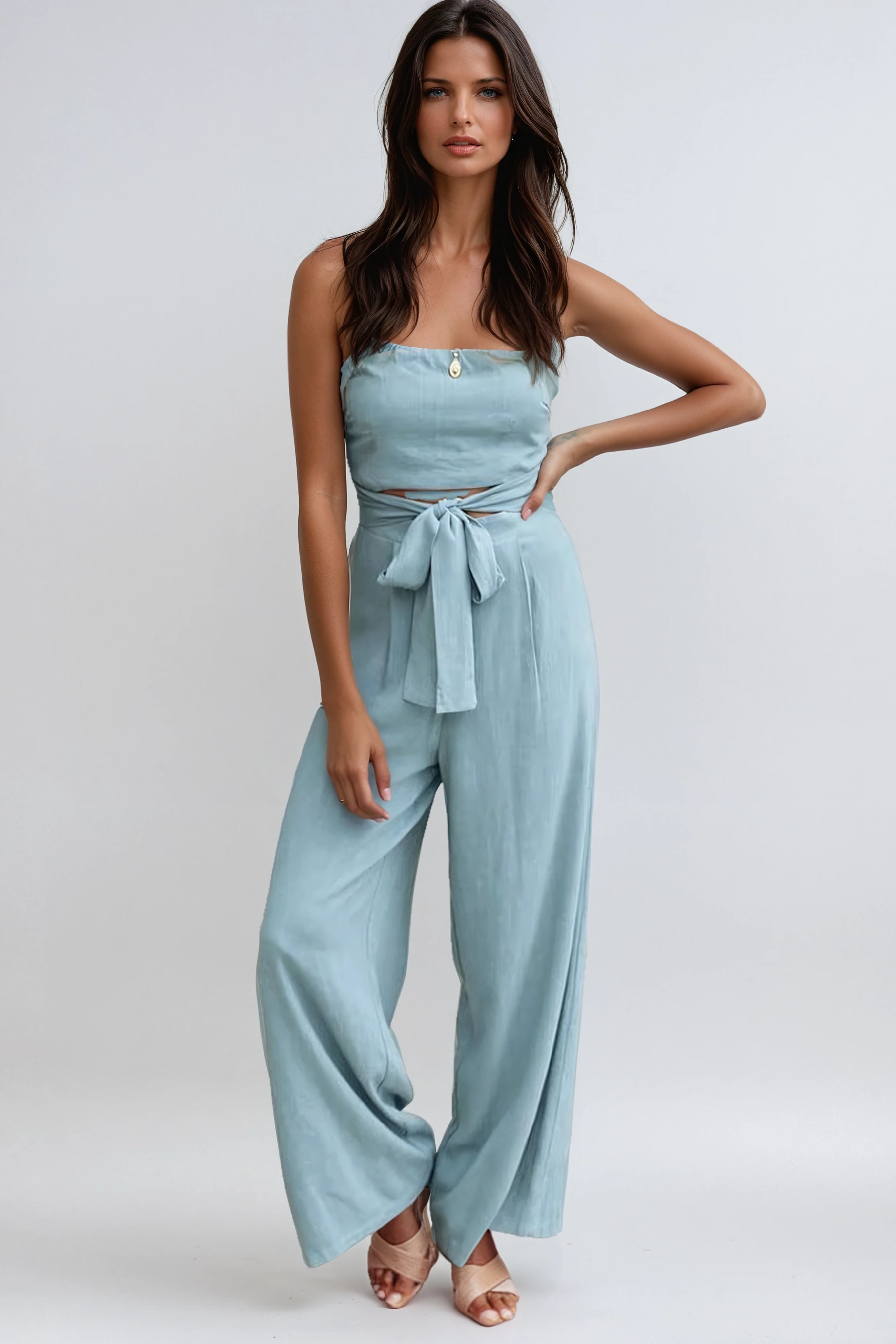 SUNSET CHIC | STRAPLESS BELTED JUMPSUIT