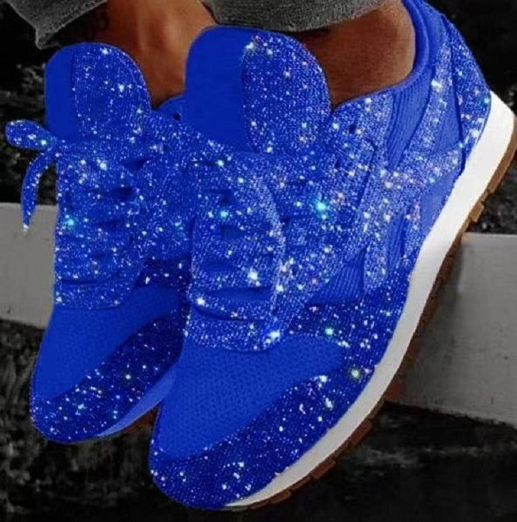 SNEAKERS | GLITTER RHINESTONE LACE UP TRAINERS