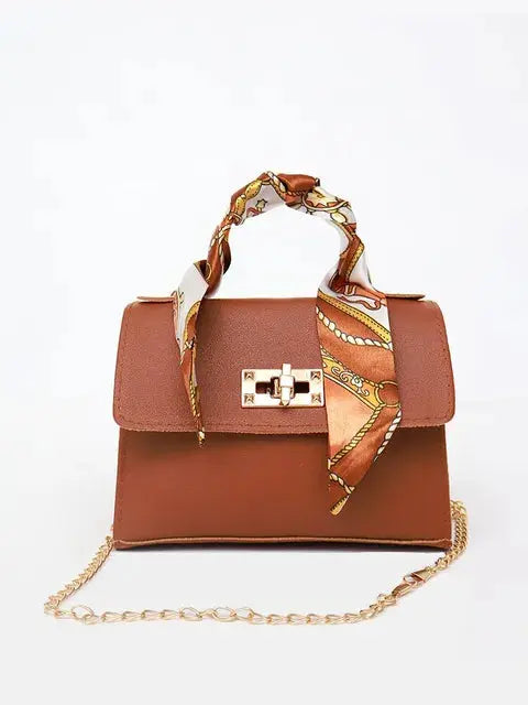ELEGANCE TOUCH | STRUCTURED CROSSBODY BAG WITH SCARF HANDLE