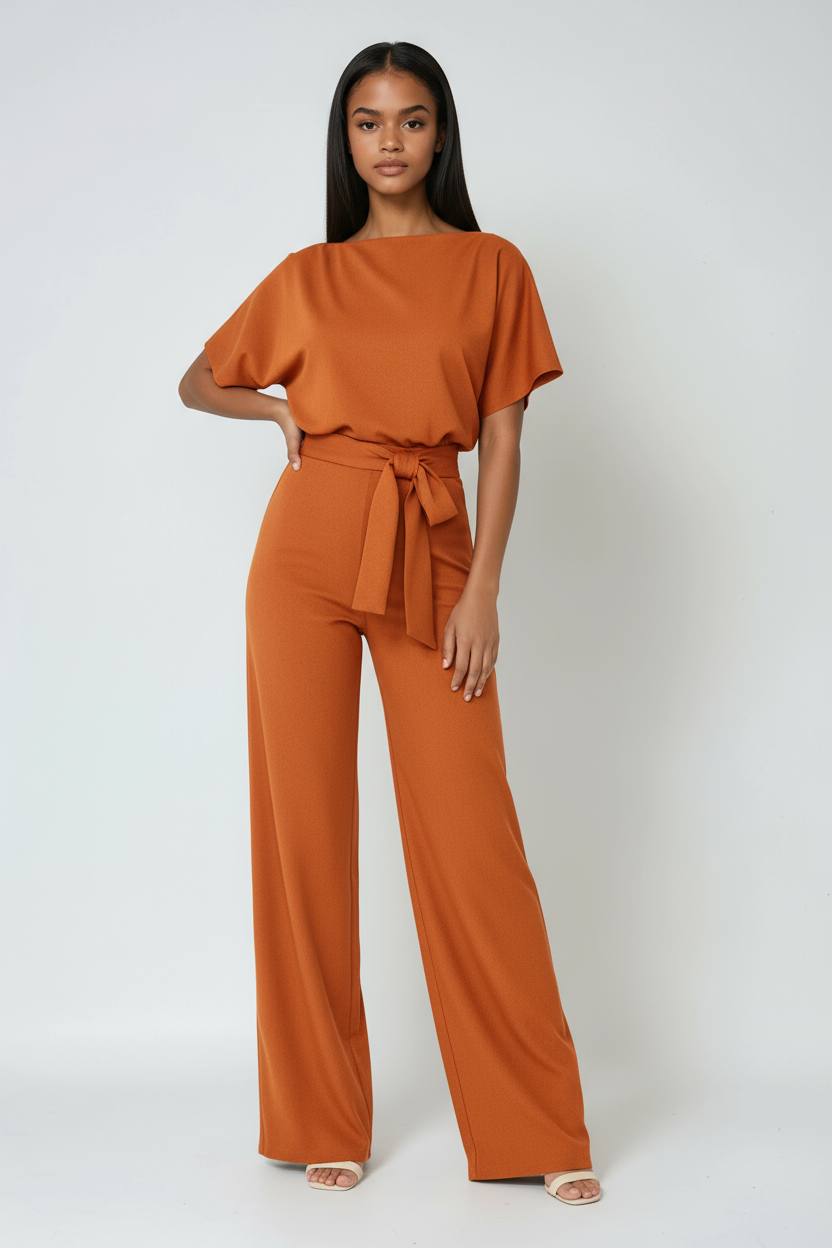 EFFORTLESS CHIC | WIDE-LEG JUMPSUIT WITH WAIST TIE