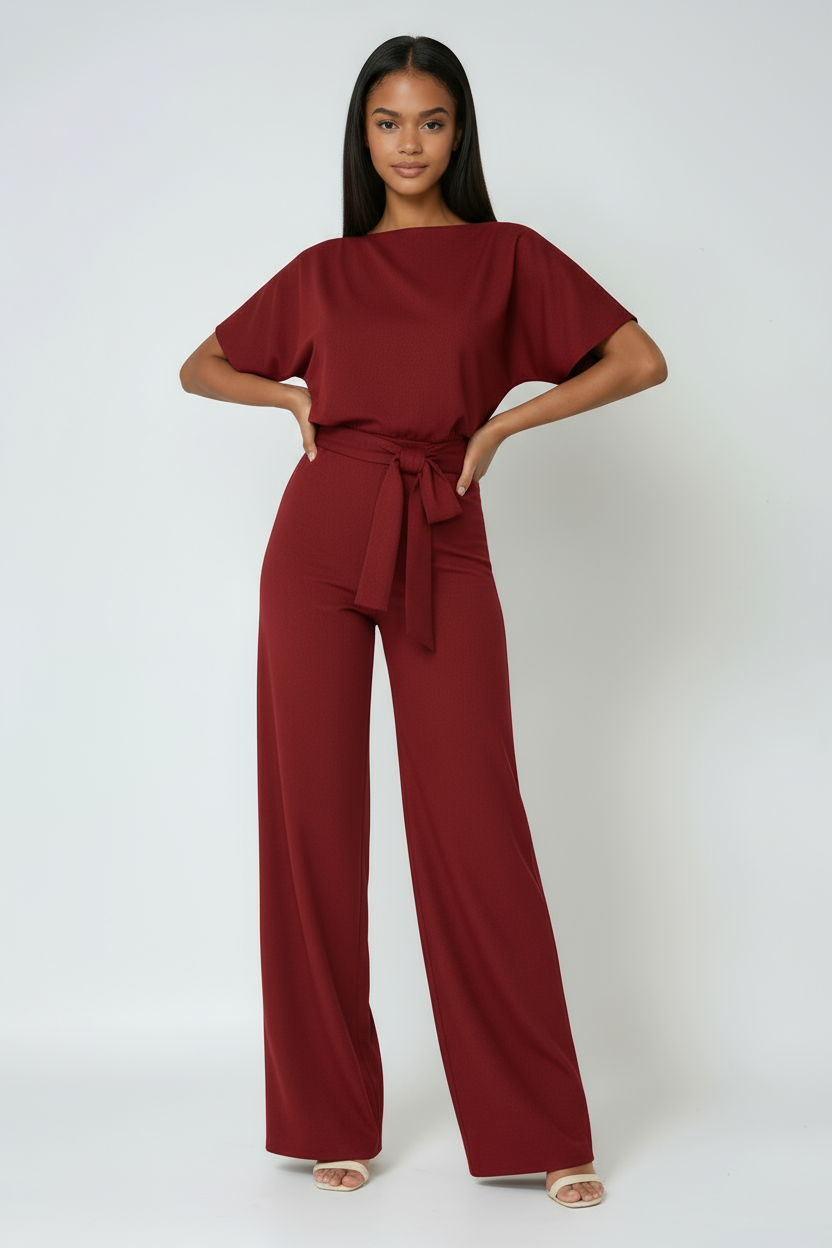 EFFORTLESS CHIC | WIDE-LEG JUMPSUIT WITH WAIST TIE