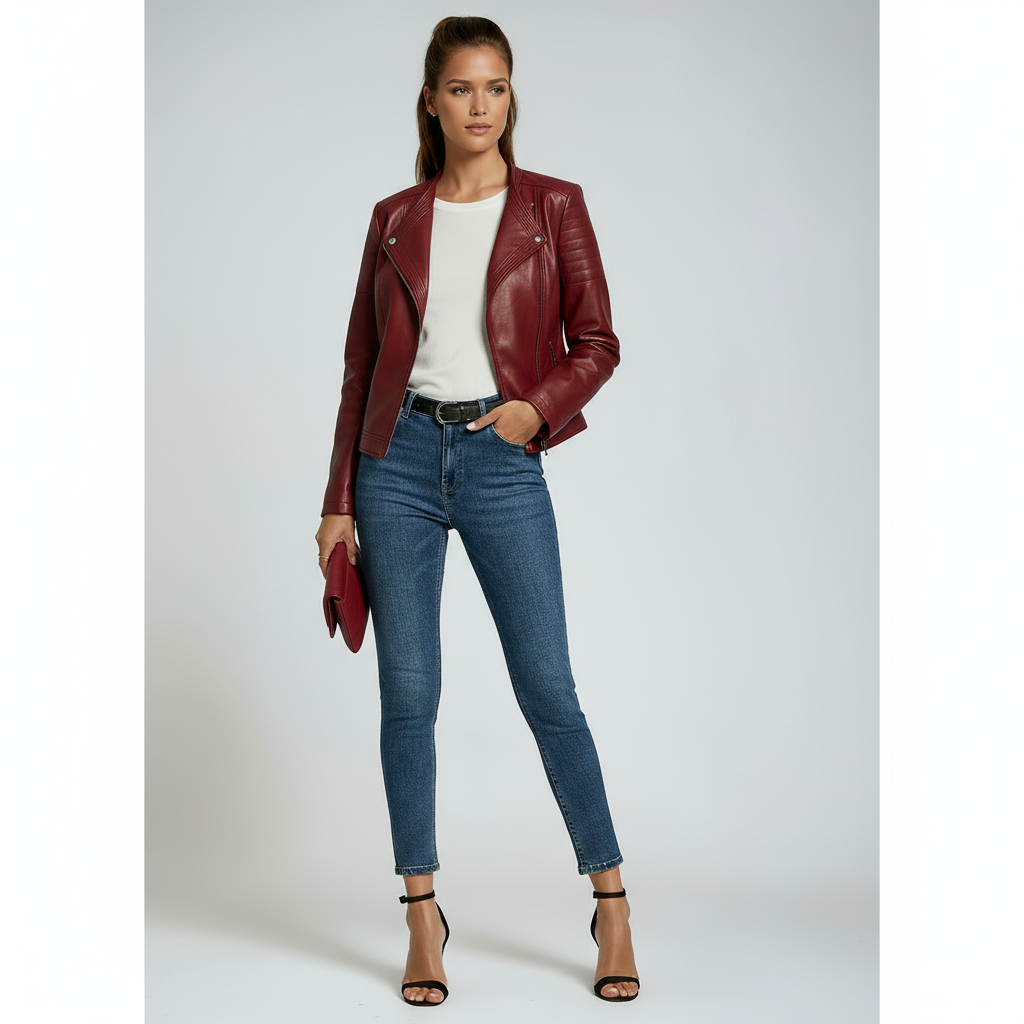 LEATHER WIDE-LAPEL JACKET