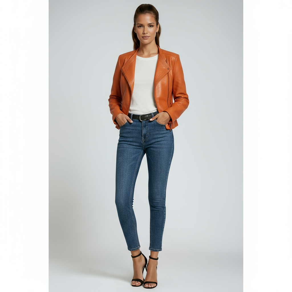 LEATHER WIDE-LAPEL JACKET