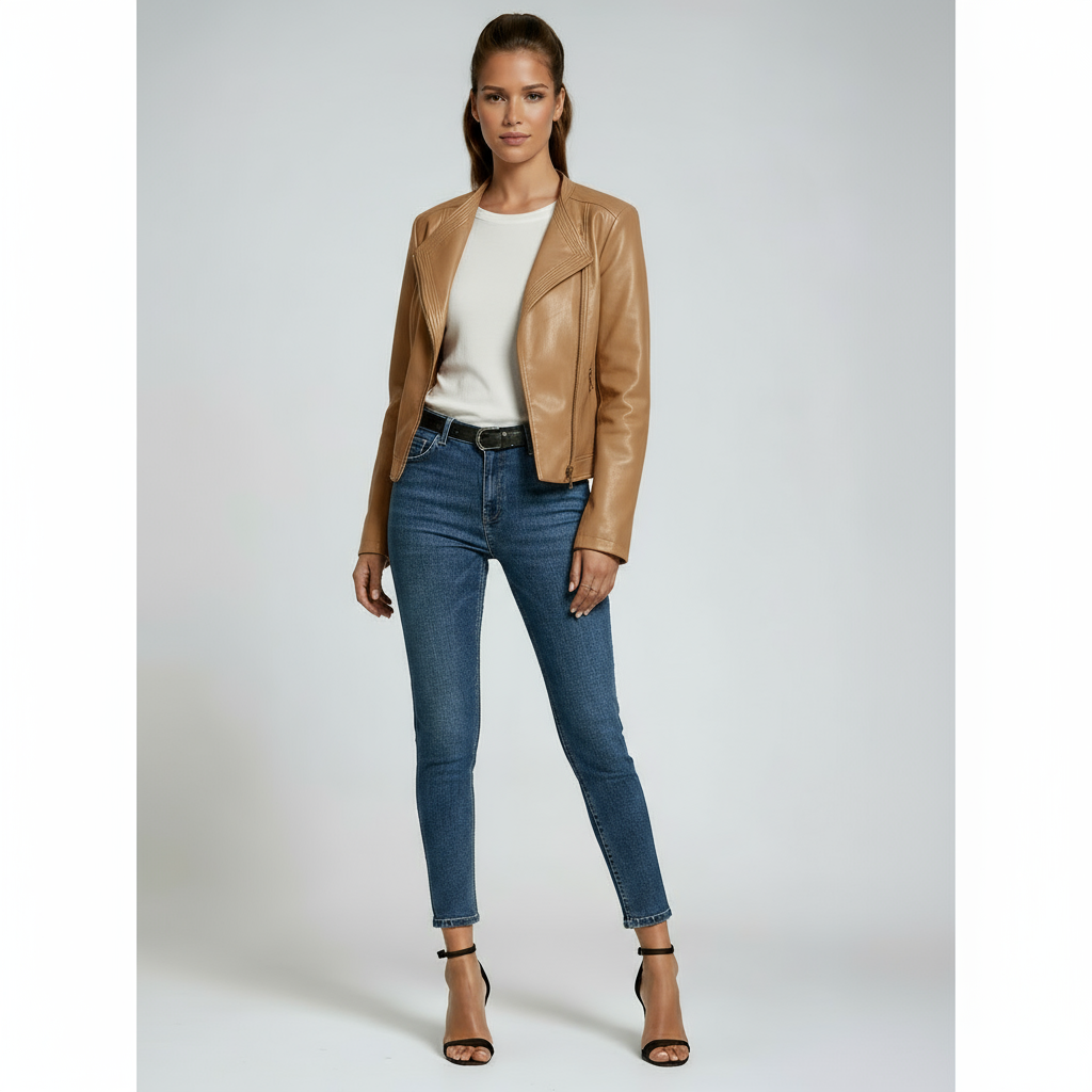 LEATHER WIDE-LAPEL JACKET