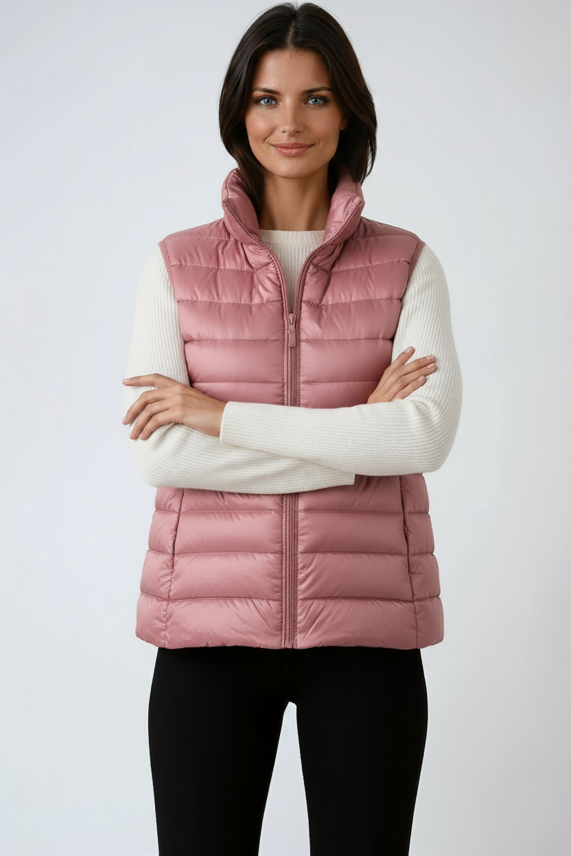 PUFFER GILET – SLEEVELESS HIGH COLLAR
