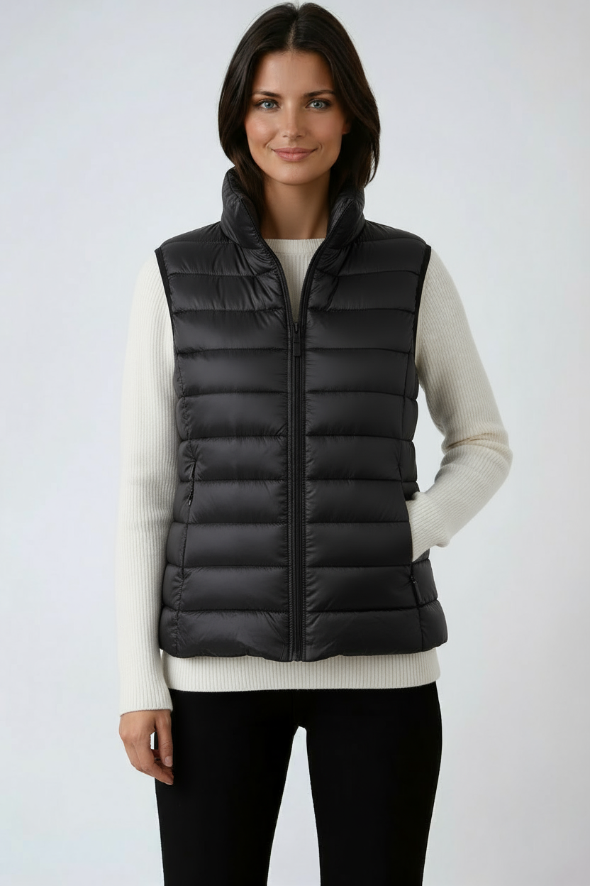 PUFFER GILET – SLEEVELESS HIGH COLLAR