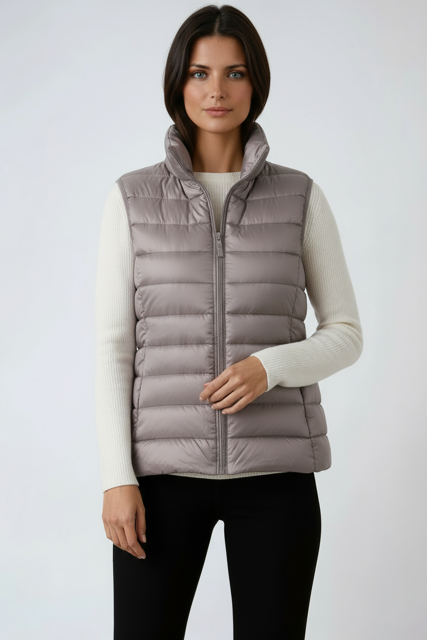 PUFFER GILET – SLEEVELESS HIGH COLLAR