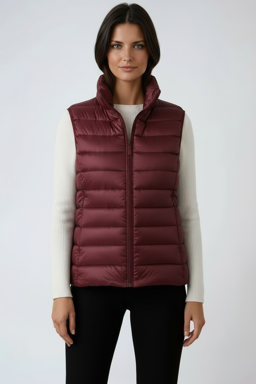 PUFFER GILET – SLEEVELESS HIGH COLLAR