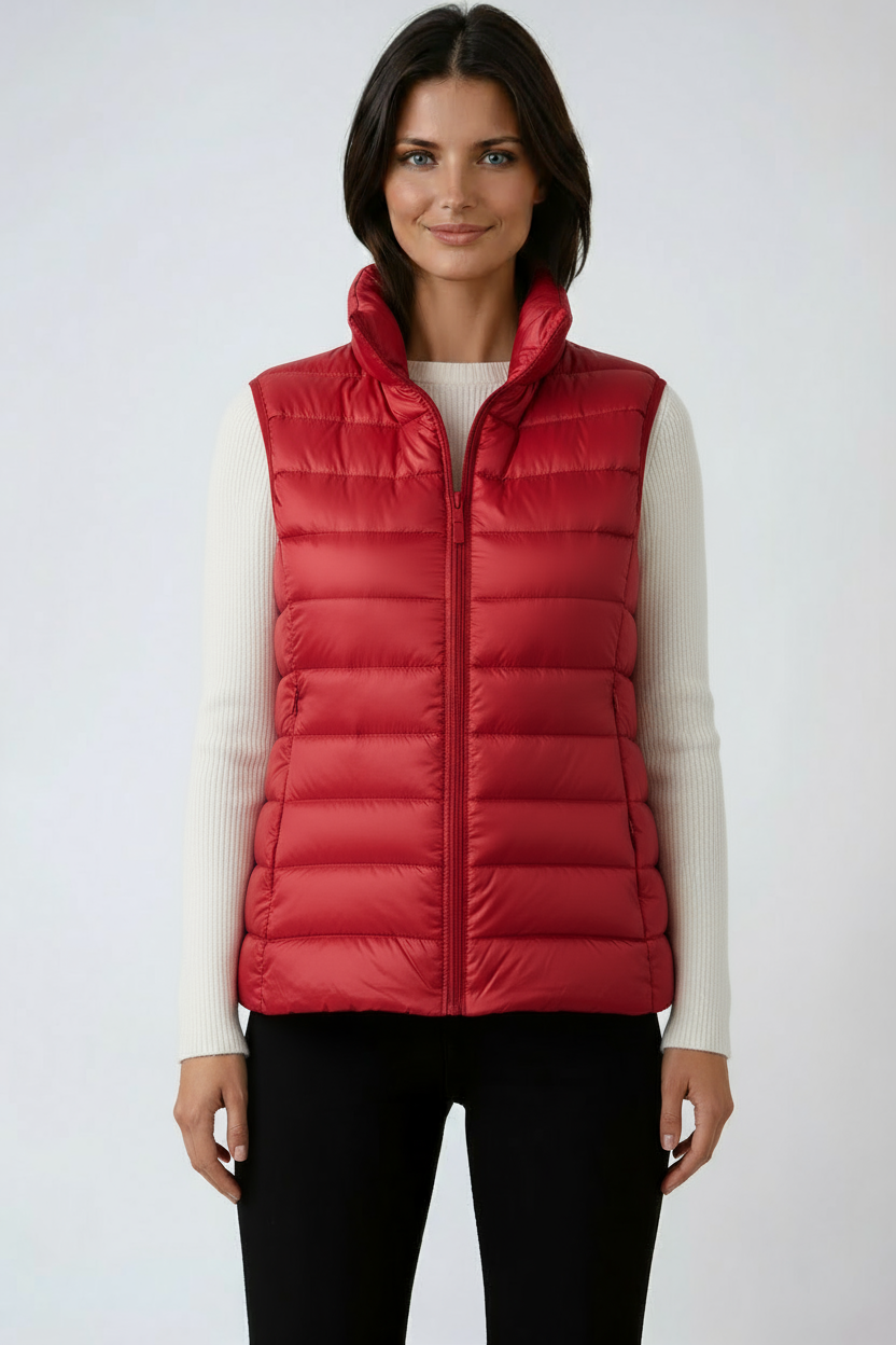 PUFFER GILET – SLEEVELESS HIGH COLLAR