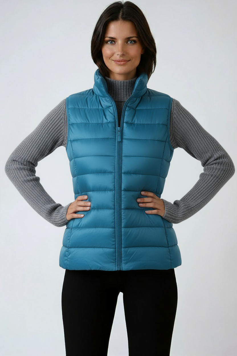 PUFFER GILET – SLEEVELESS HIGH COLLAR