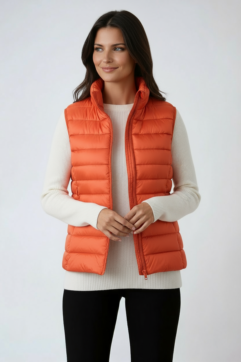 PUFFER GILET – SLEEVELESS HIGH COLLAR