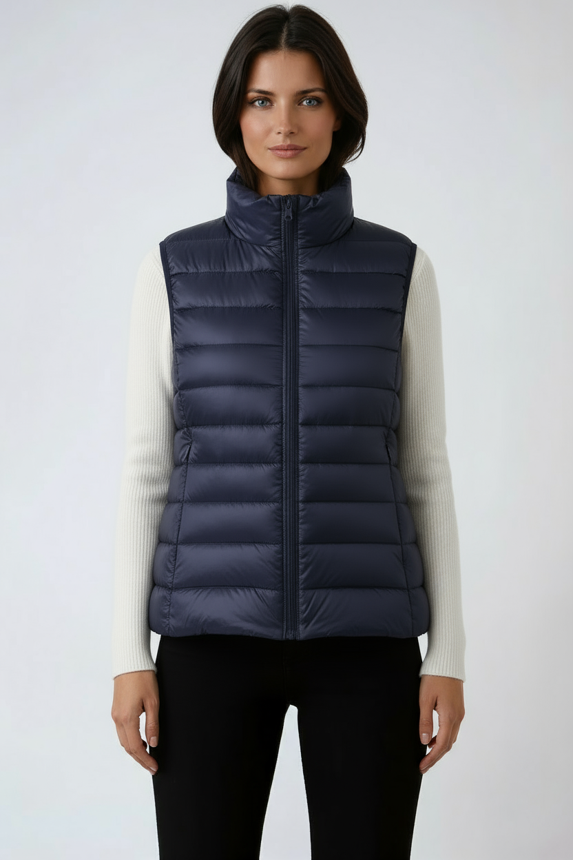 PUFFER GILET – SLEEVELESS HIGH COLLAR