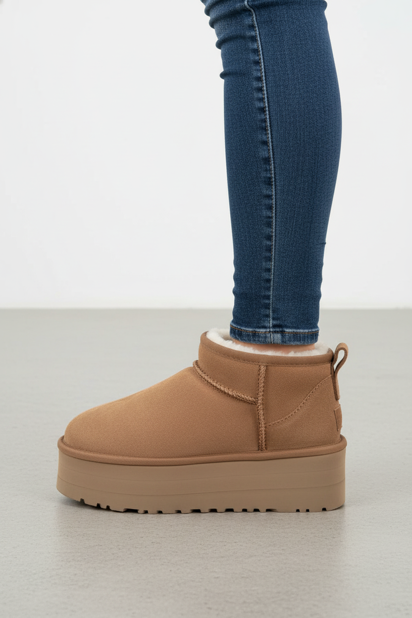 BROWN WOMEN’S WALKING BOOTS | PLATFORM ANKLE FOOTWEAR