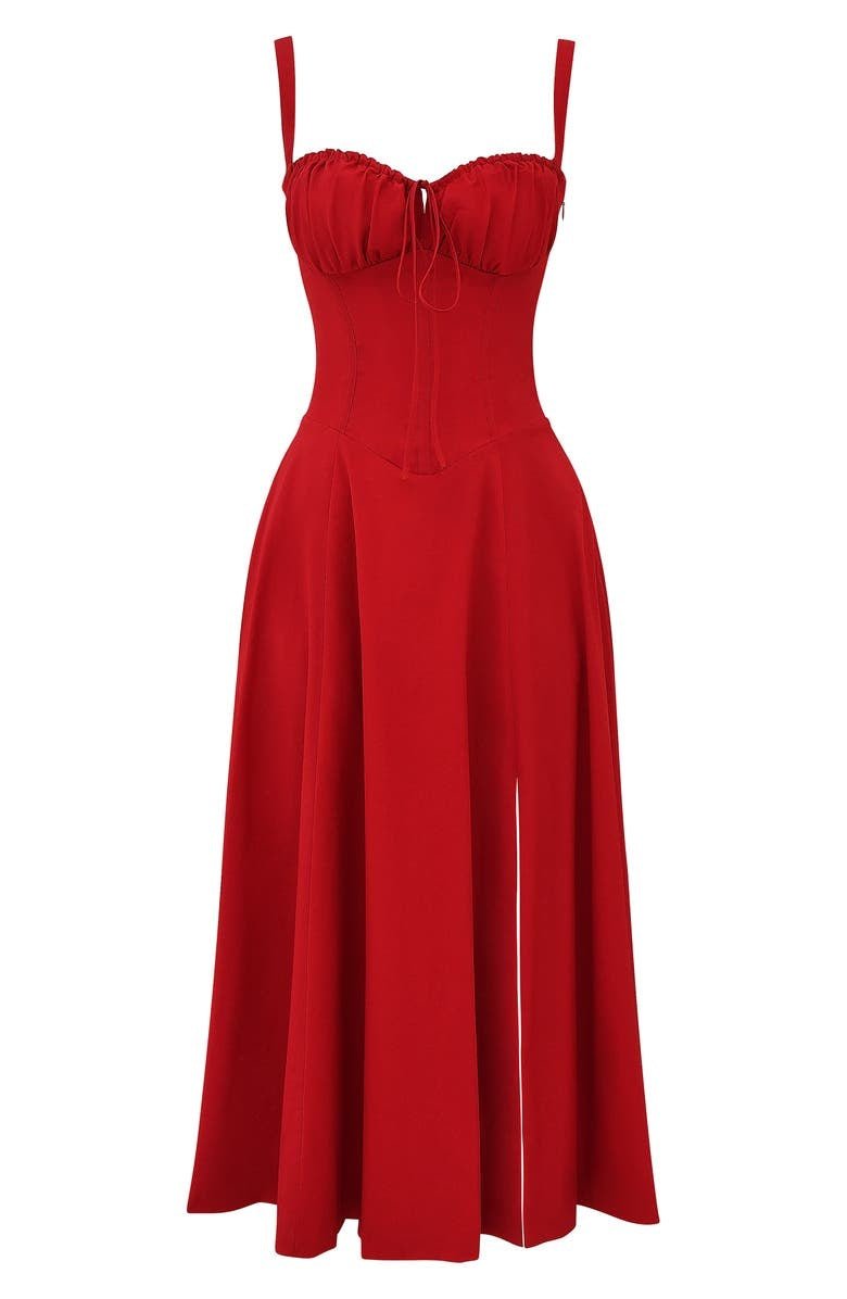 BUSTIER PARTY DRESS | STRUCTURED CORSET STYLE WITH FRONT SLIT