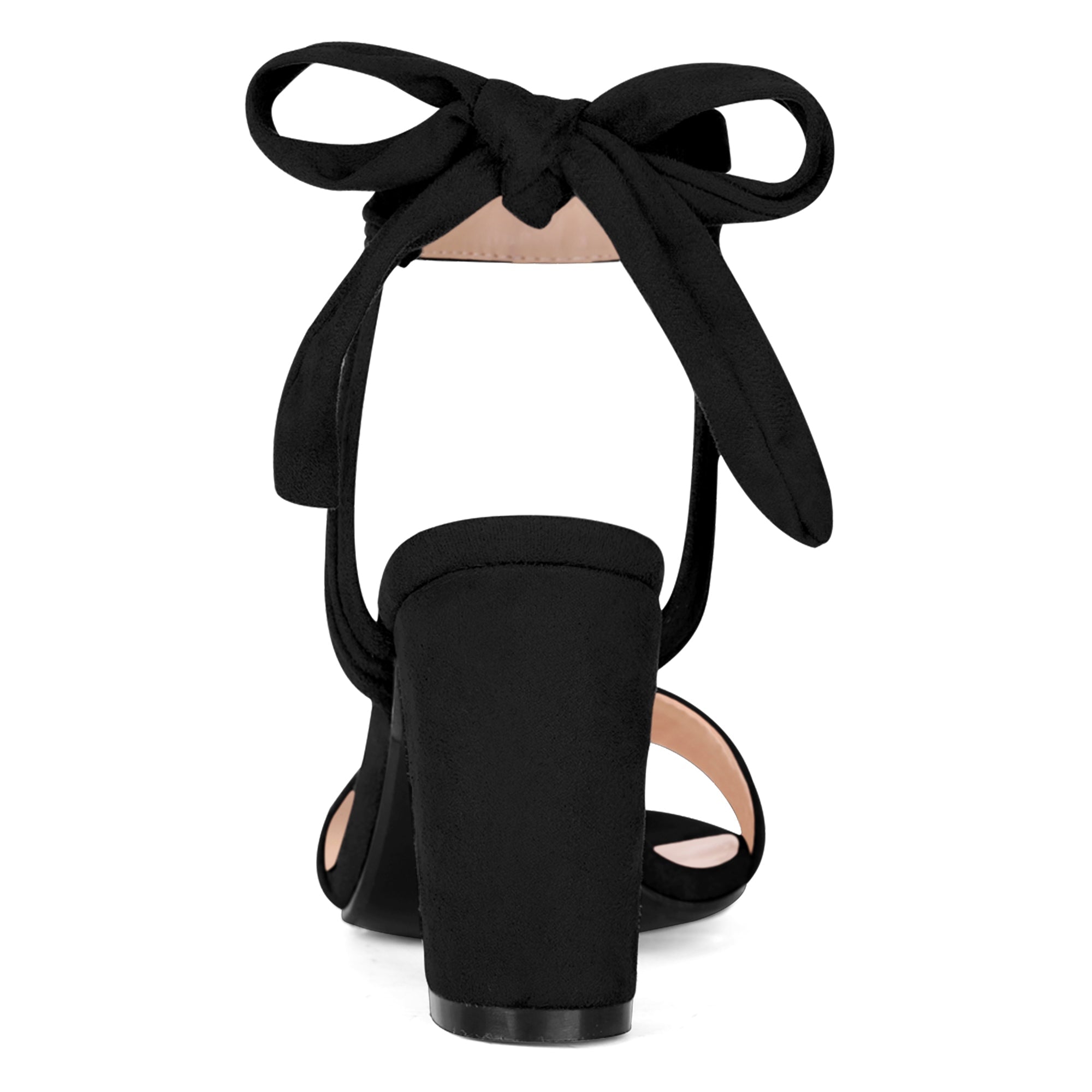 BLOCK HEEL PUMPS | OPEN TOE ANKLE STRAP WITH BOW DETAIL