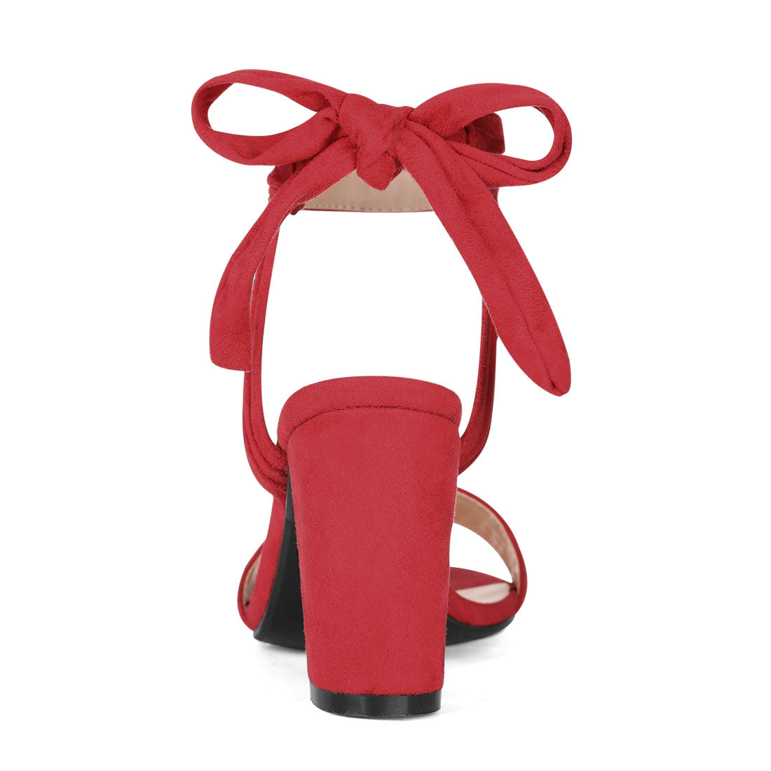 BLOCK HEEL PUMPS | OPEN TOE ANKLE STRAP WITH BOW DETAIL