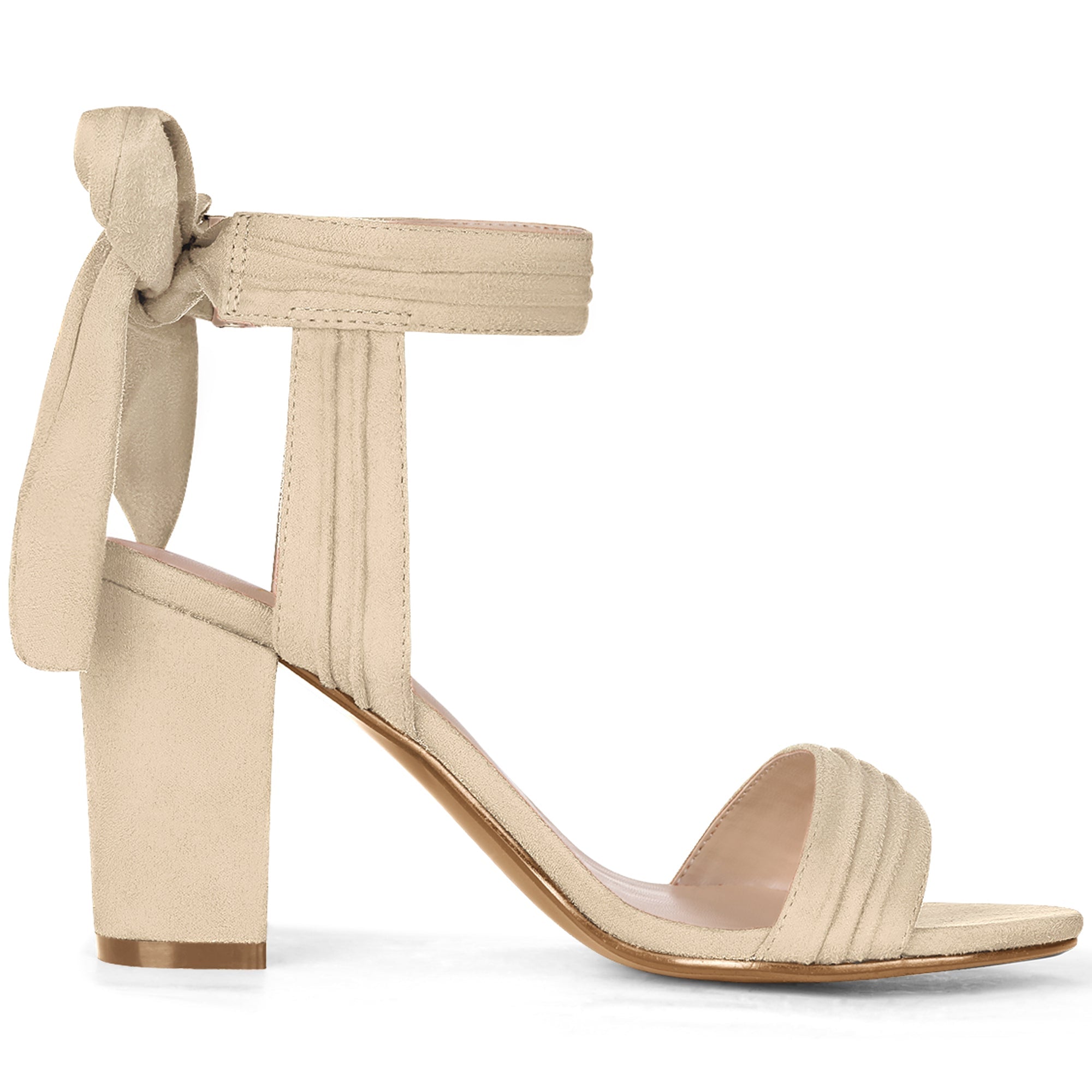 BLOCK HEEL PUMPS | OPEN TOE ANKLE STRAP WITH BOW DETAIL