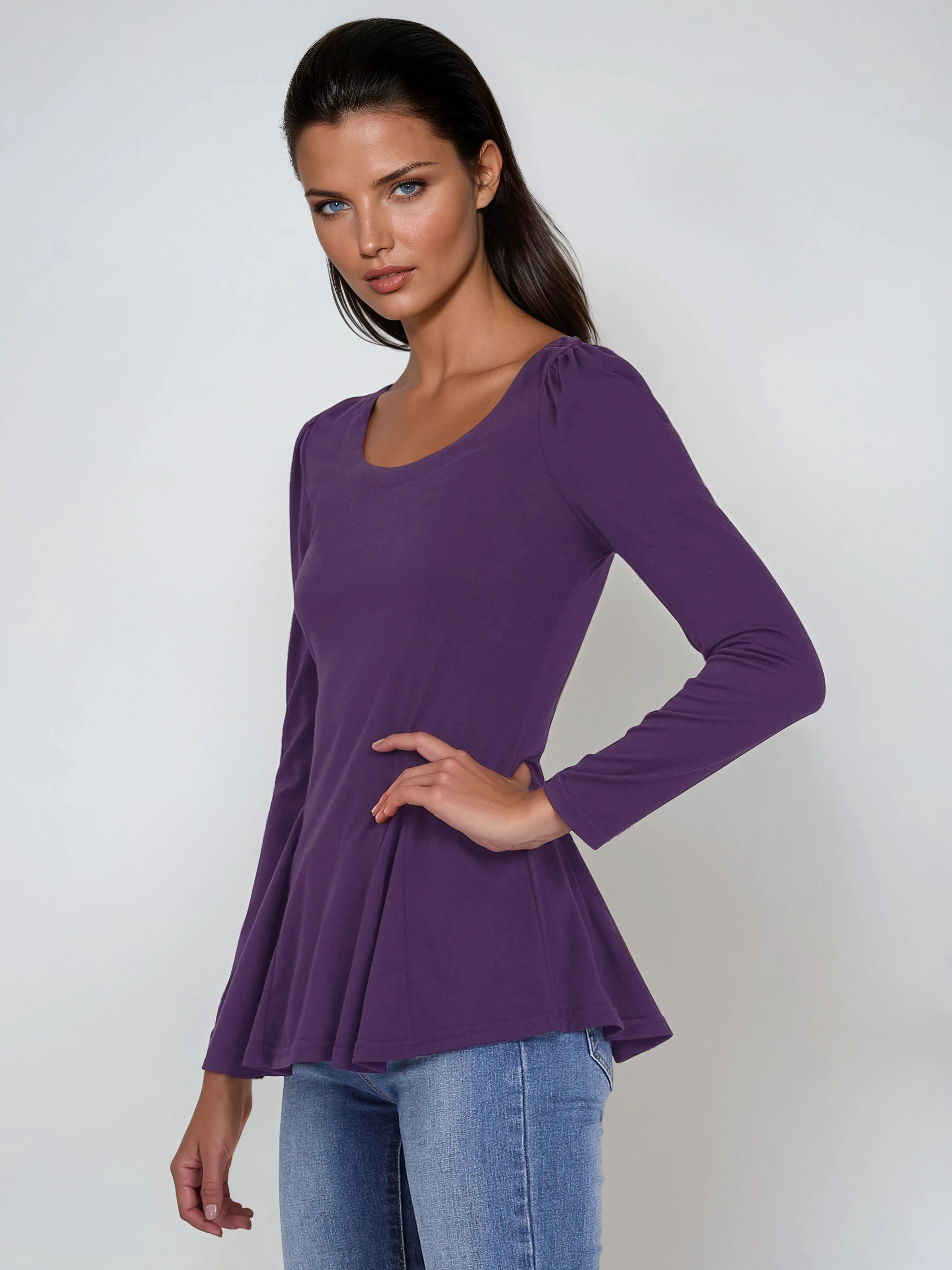 ELEGANT FLOW | LONG SLEEVE PEPLUM TOP
