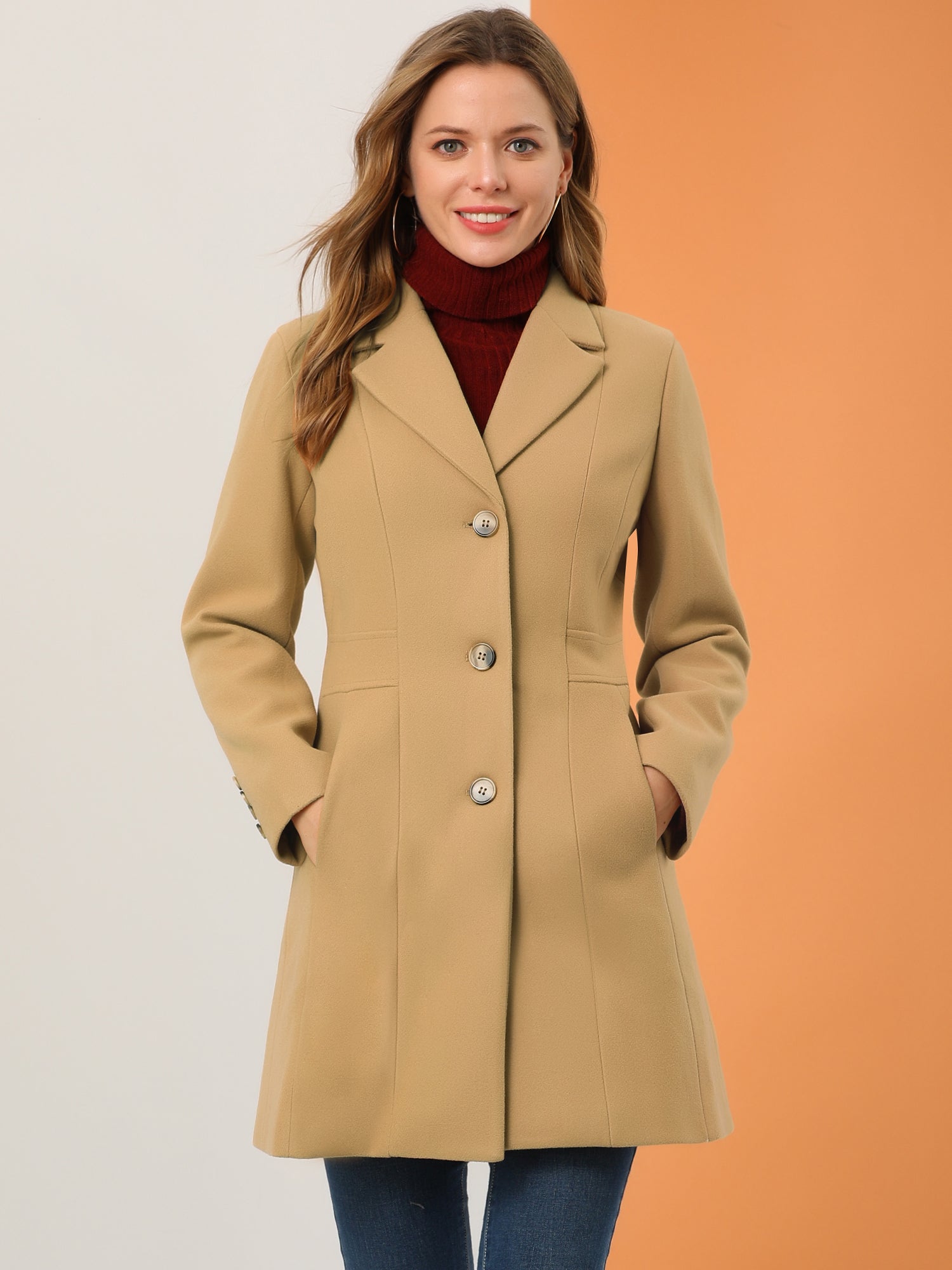 WOMEN’S WOOL COAT | LONG BUTTON WINTER JACKET
