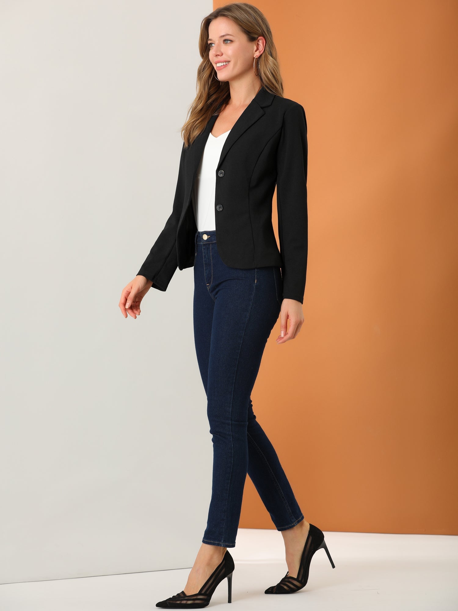 SINGLE-BREASTED STRETCH OFFICE BLAZER