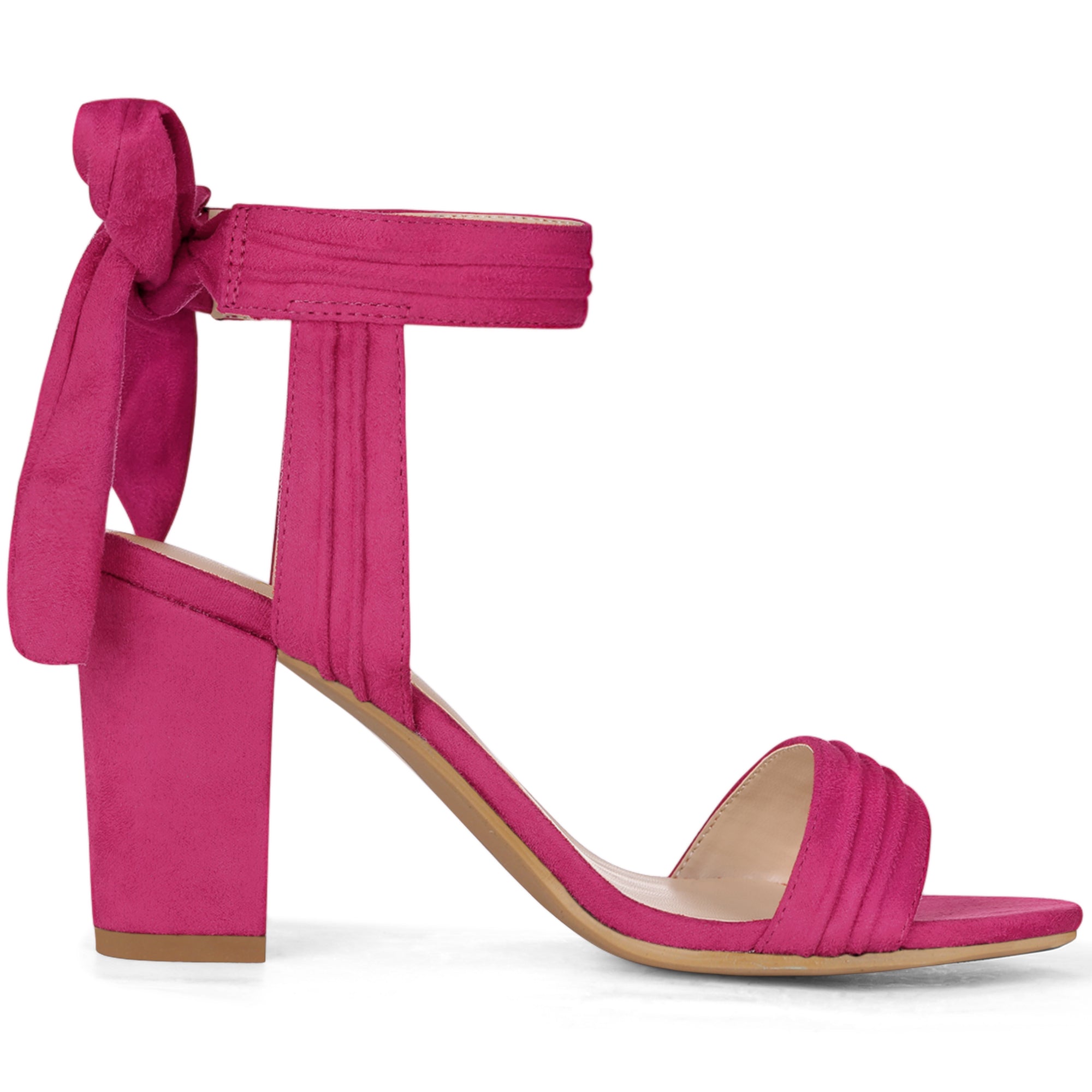 BLOCK HEEL PUMPS | OPEN TOE ANKLE STRAP WITH BOW DETAIL
