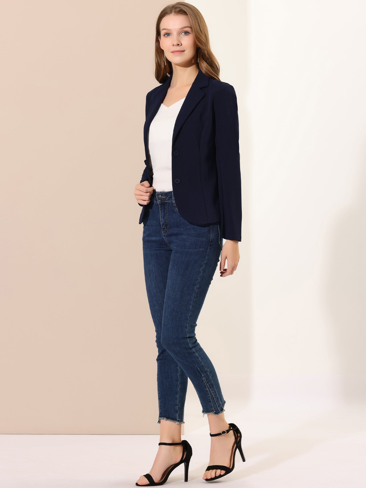 SINGLE-BREASTED STRETCH OFFICE BLAZER
