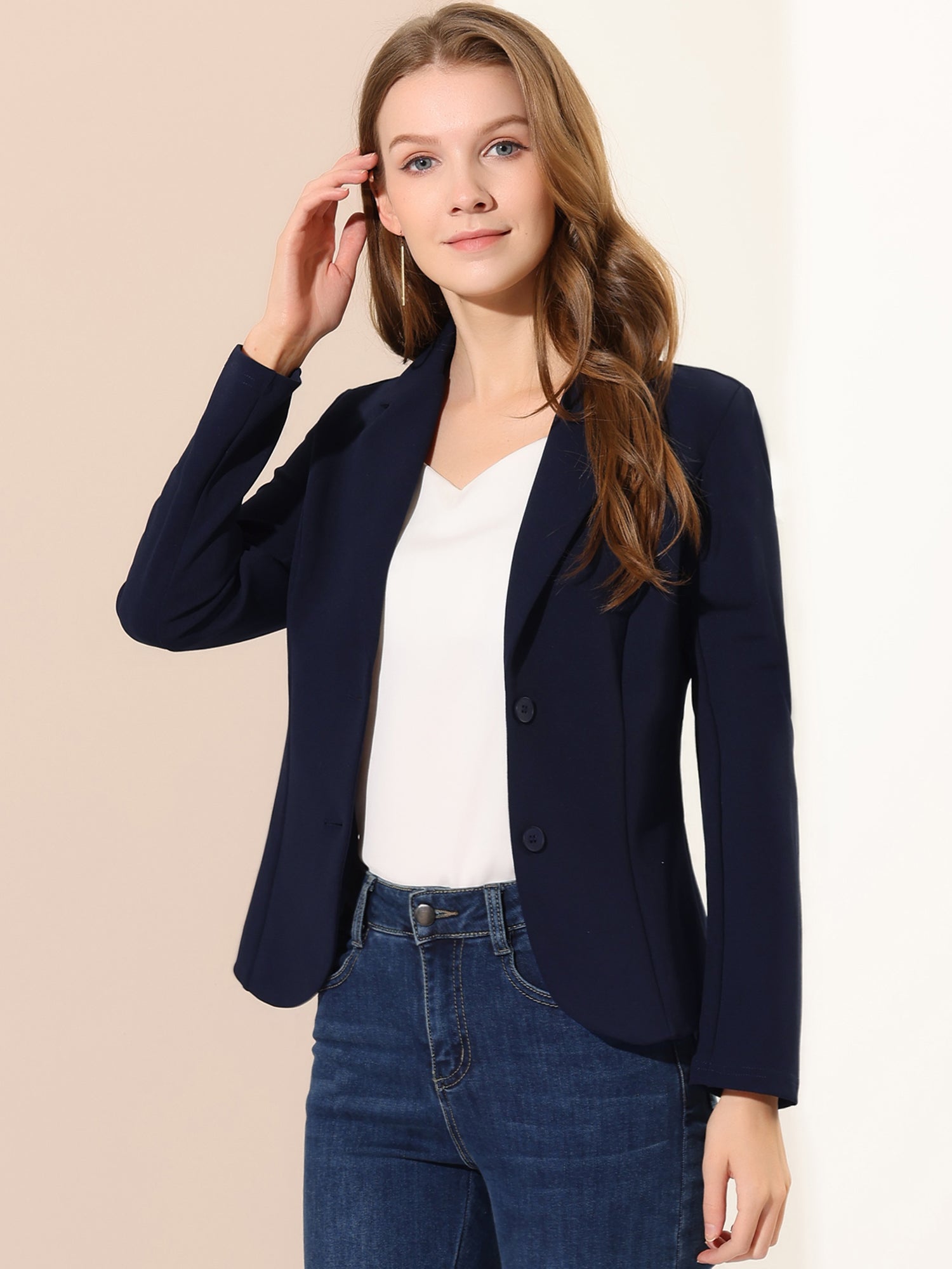 SINGLE-BREASTED STRETCH OFFICE BLAZER