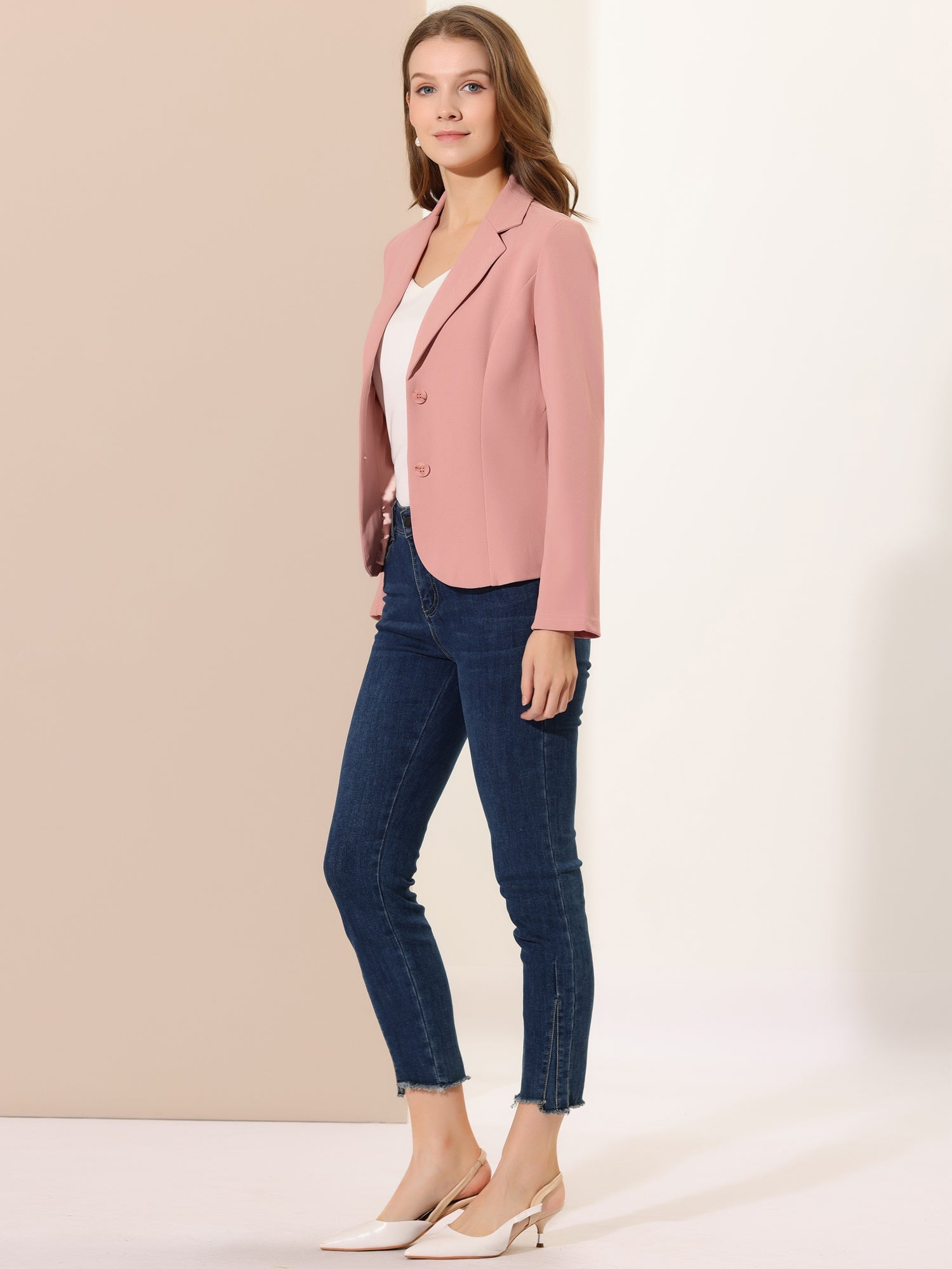 SINGLE-BREASTED STRETCH OFFICE BLAZER
