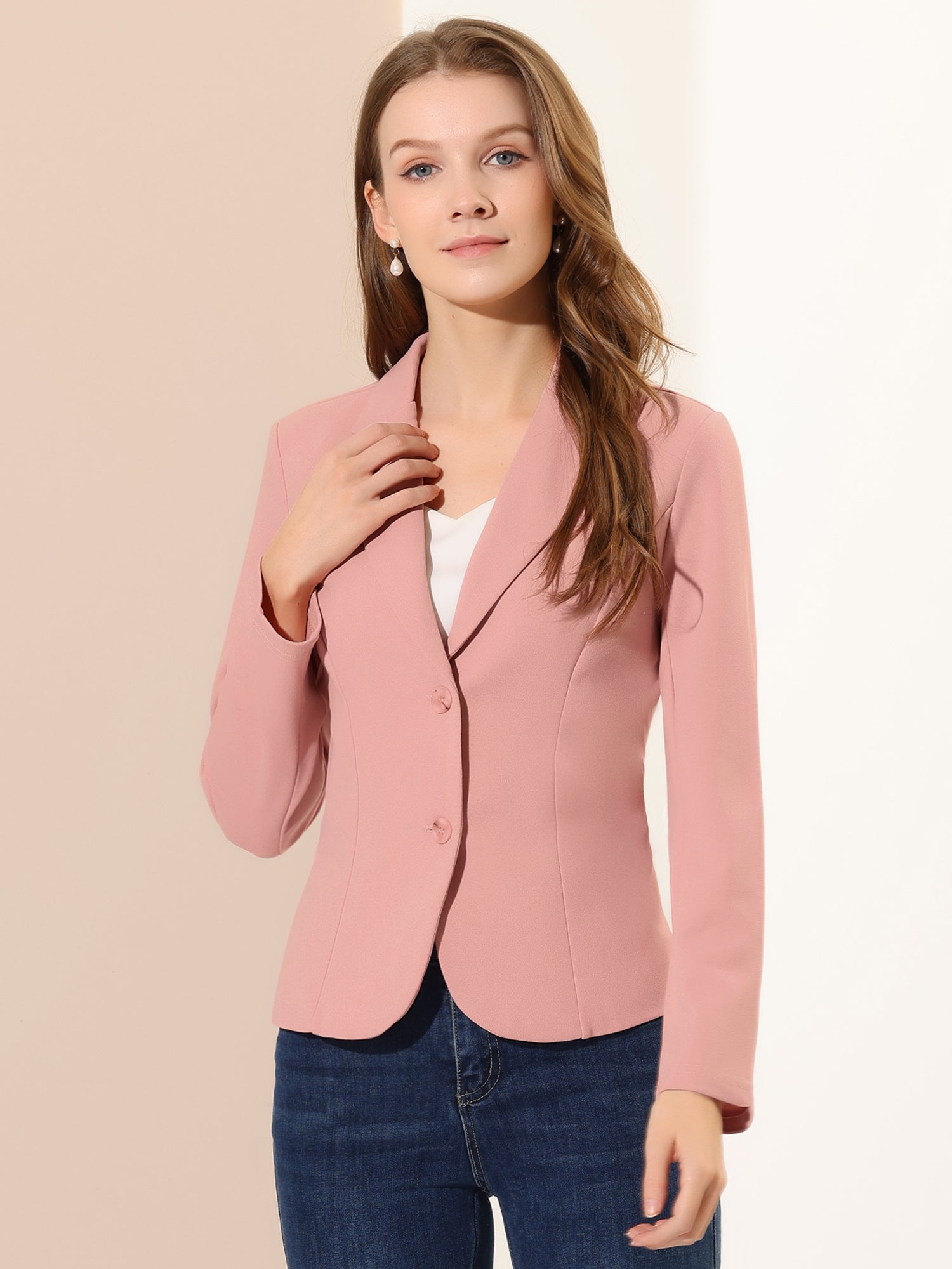 SINGLE-BREASTED STRETCH OFFICE BLAZER