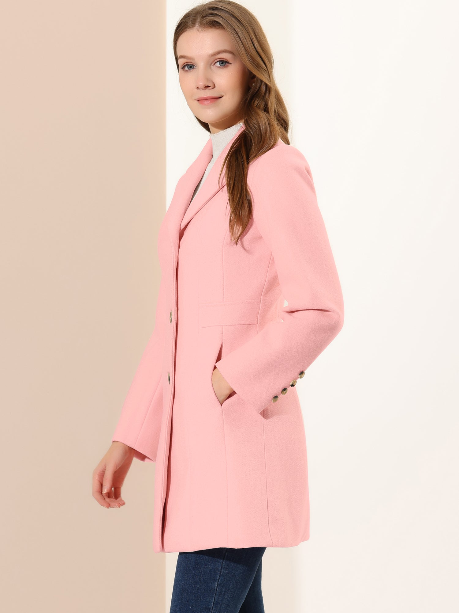 WOMEN’S WOOL COAT | LONG BUTTON WINTER JACKET