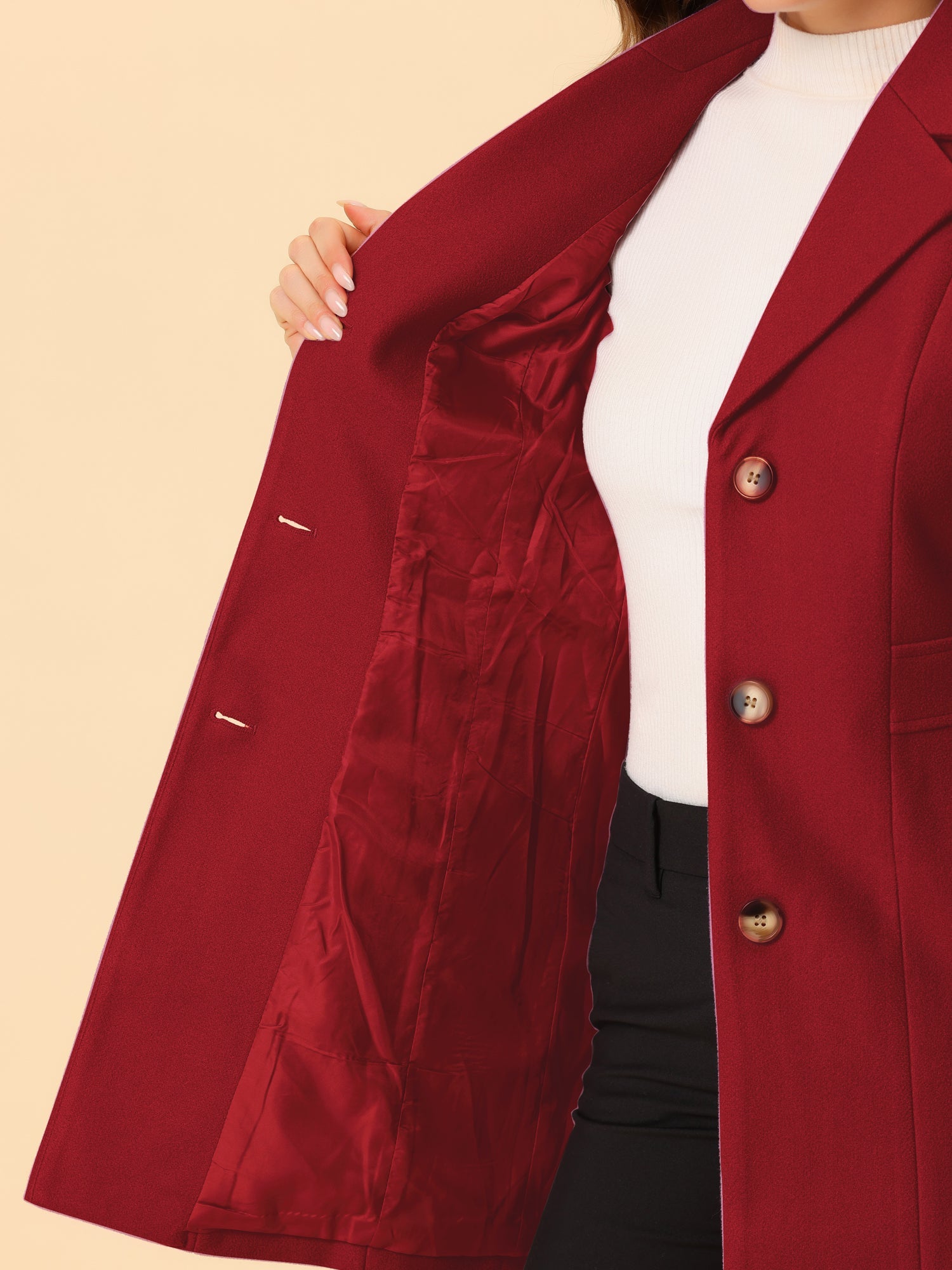 WOMEN’S WOOL COAT | LONG BUTTON WINTER JACKET