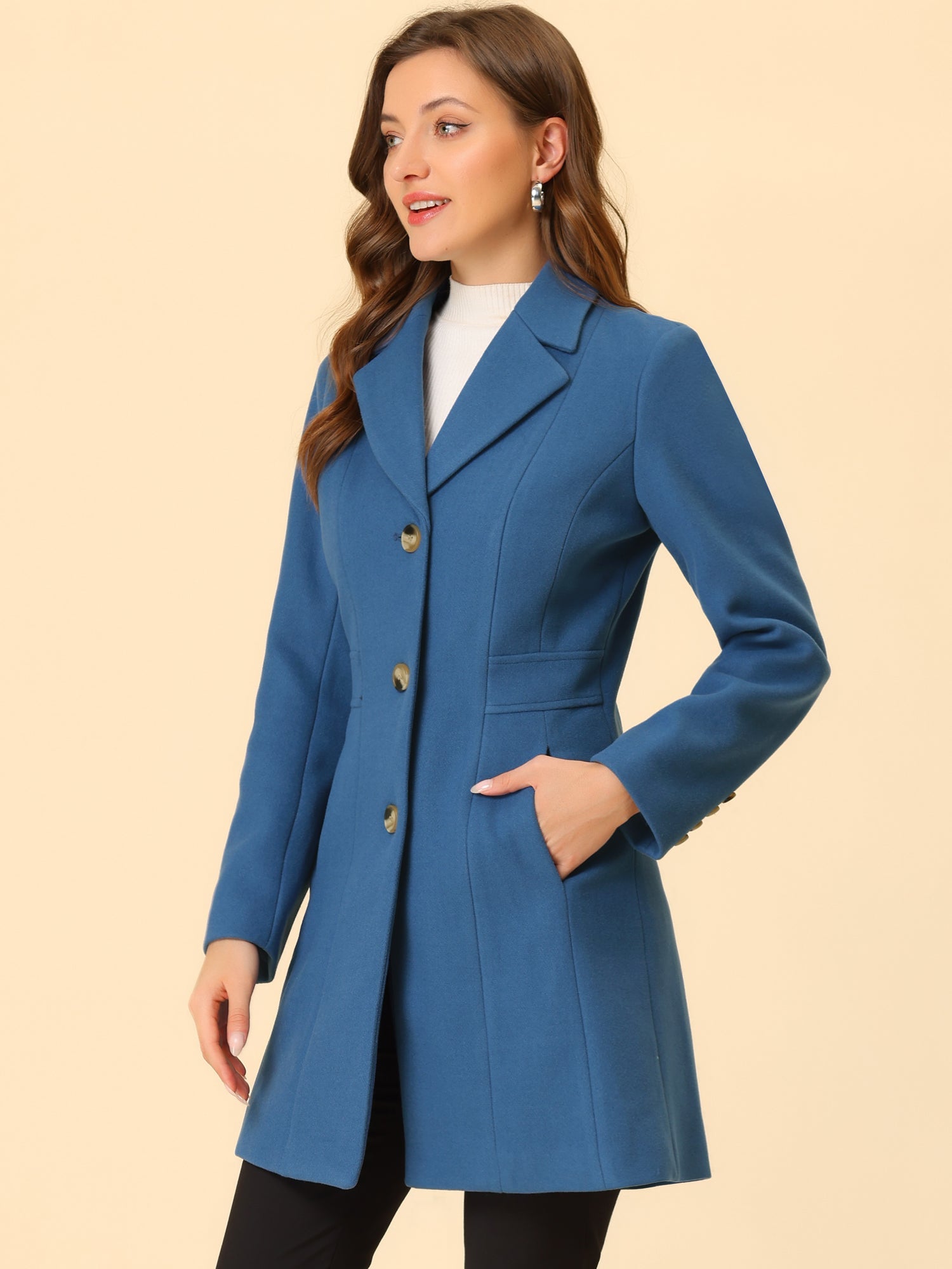 WOMEN’S WOOL COAT | LONG BUTTON WINTER JACKET