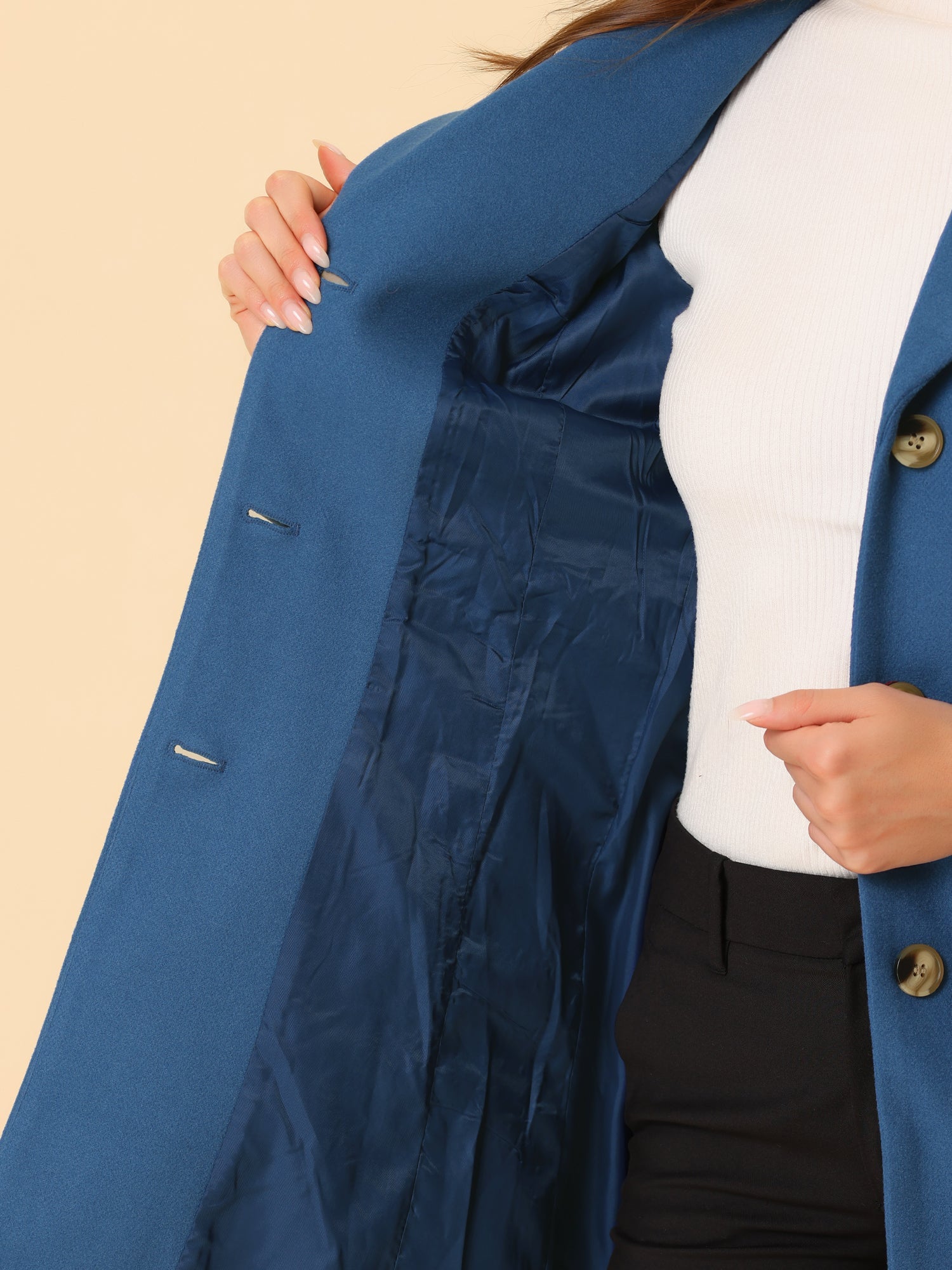 WOMEN’S WOOL COAT | LONG BUTTON WINTER JACKET