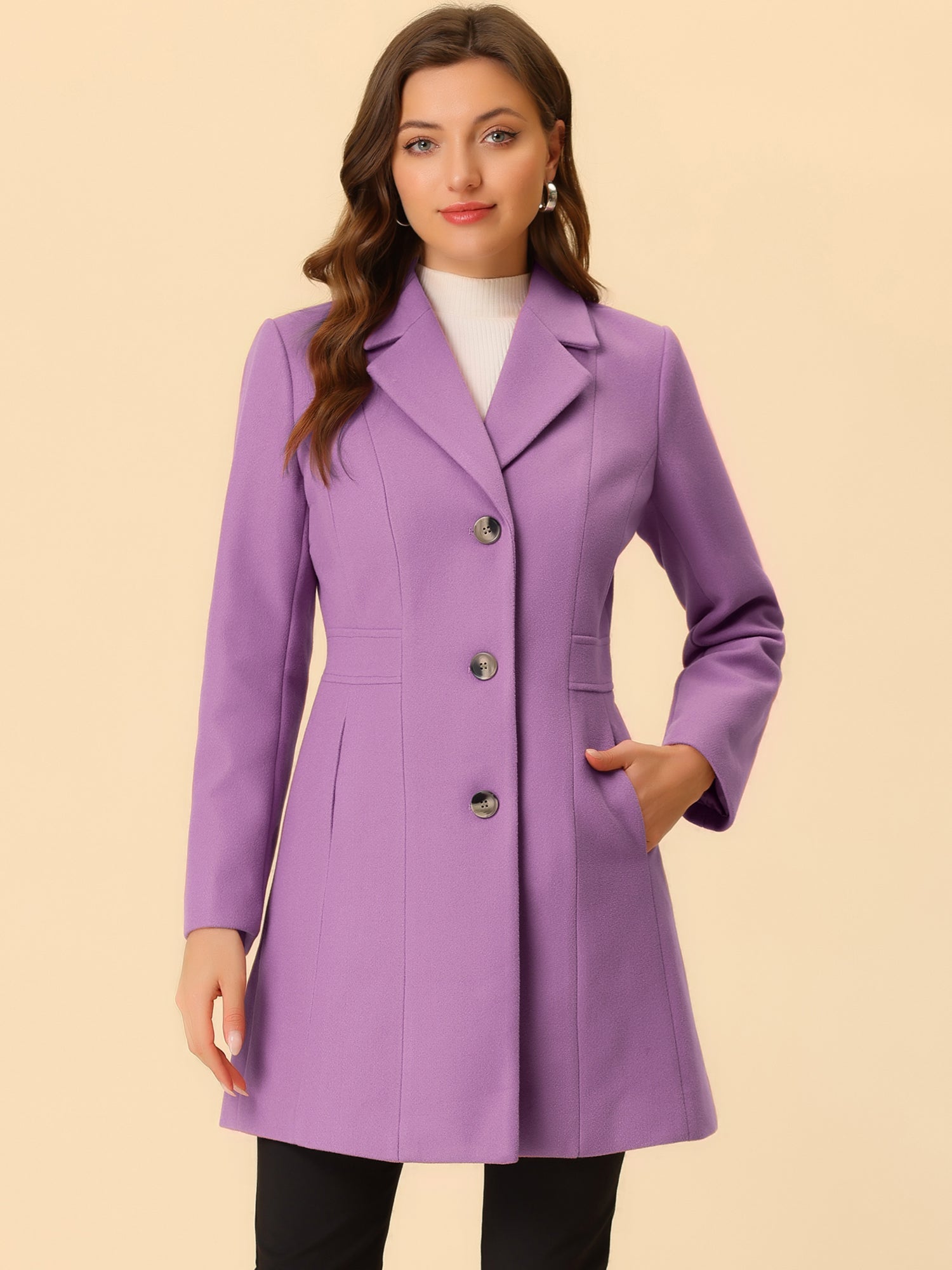 WOMEN’S WOOL COAT | LONG BUTTON WINTER JACKET