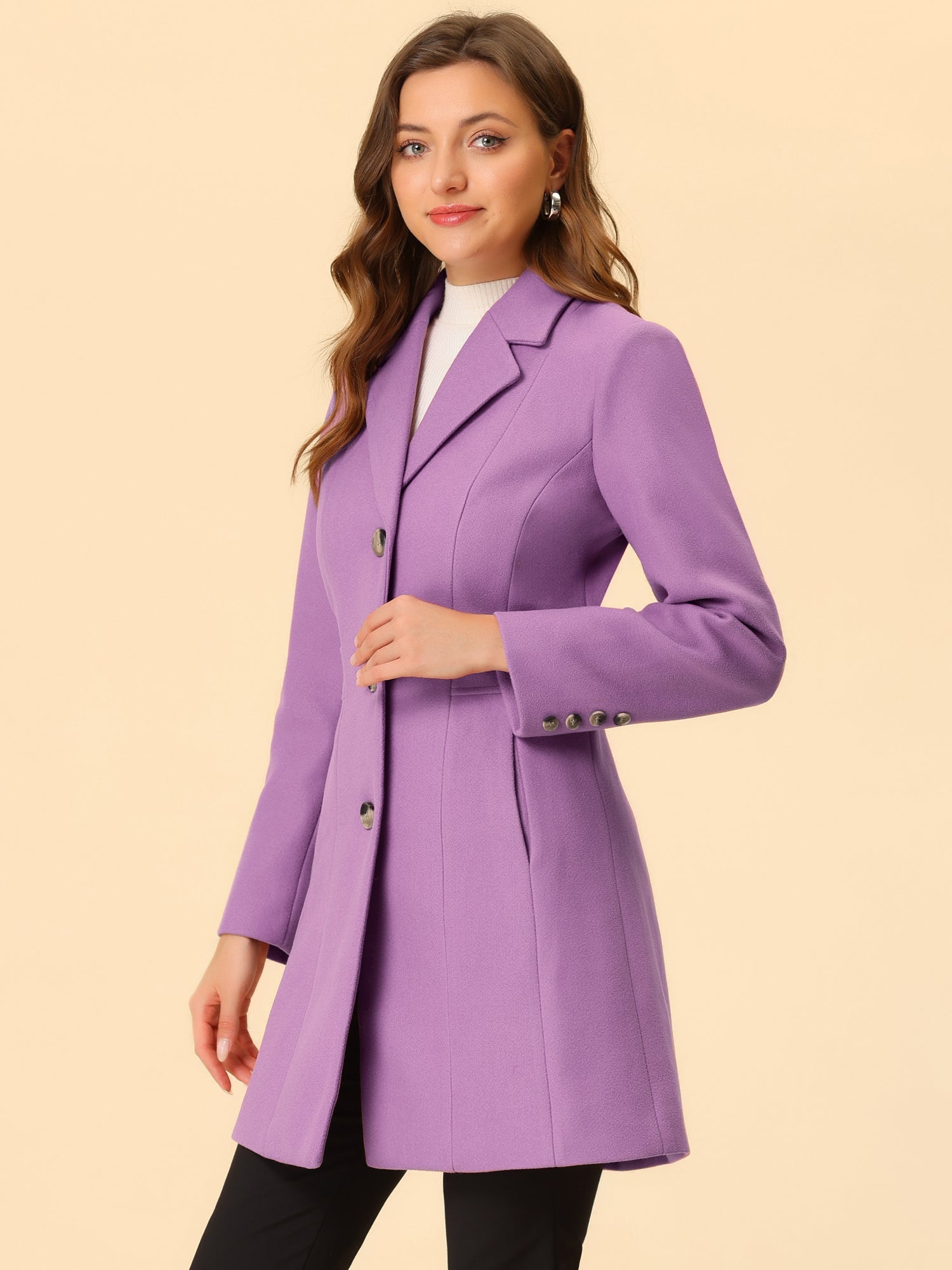 WOMEN’S WOOL COAT | LONG BUTTON WINTER JACKET