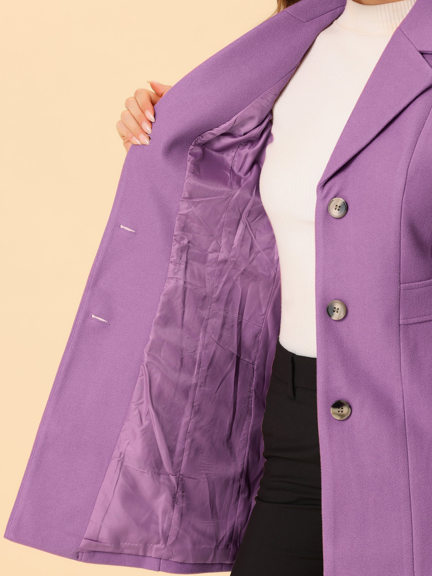 WOMEN’S WOOL COAT | LONG BUTTON WINTER JACKET