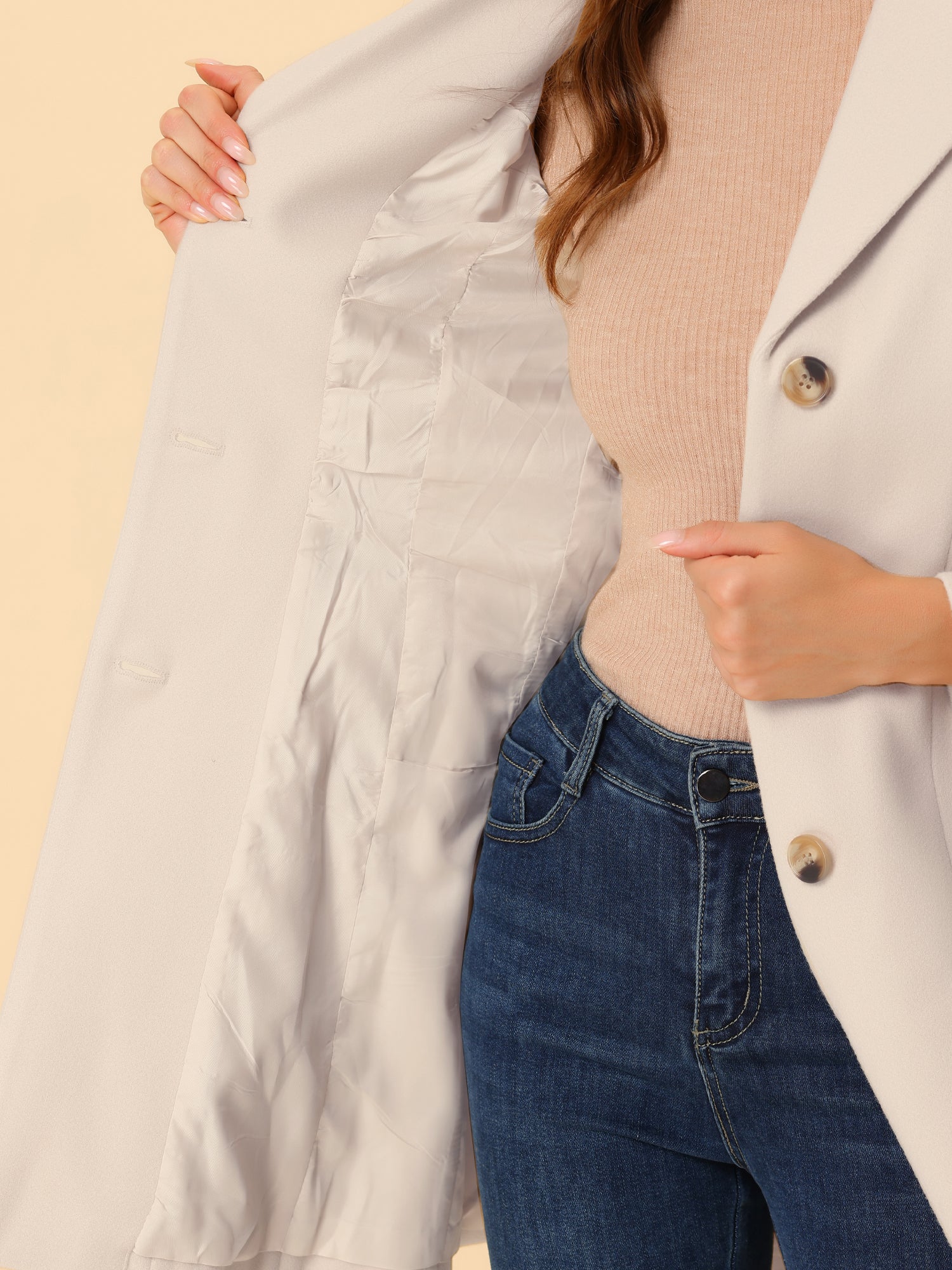 WOMEN’S WOOL COAT | LONG BUTTON WINTER JACKET