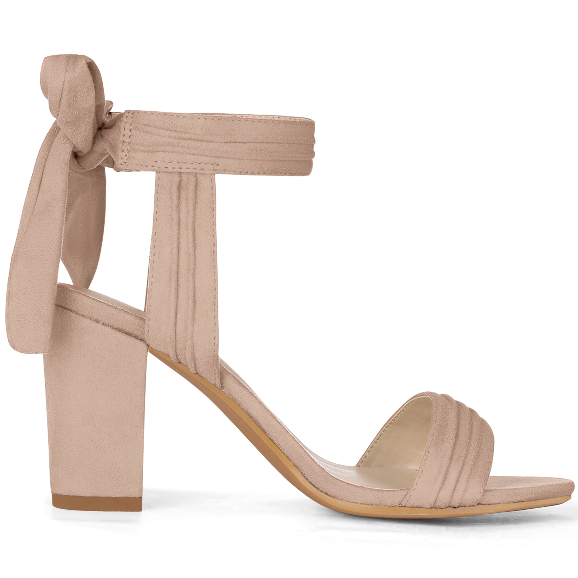 BLOCK HEEL PUMPS | OPEN TOE ANKLE STRAP WITH BOW DETAIL