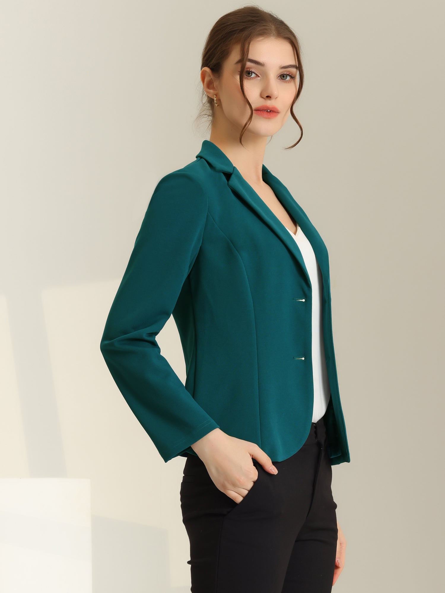 SINGLE-BREASTED STRETCH OFFICE BLAZER