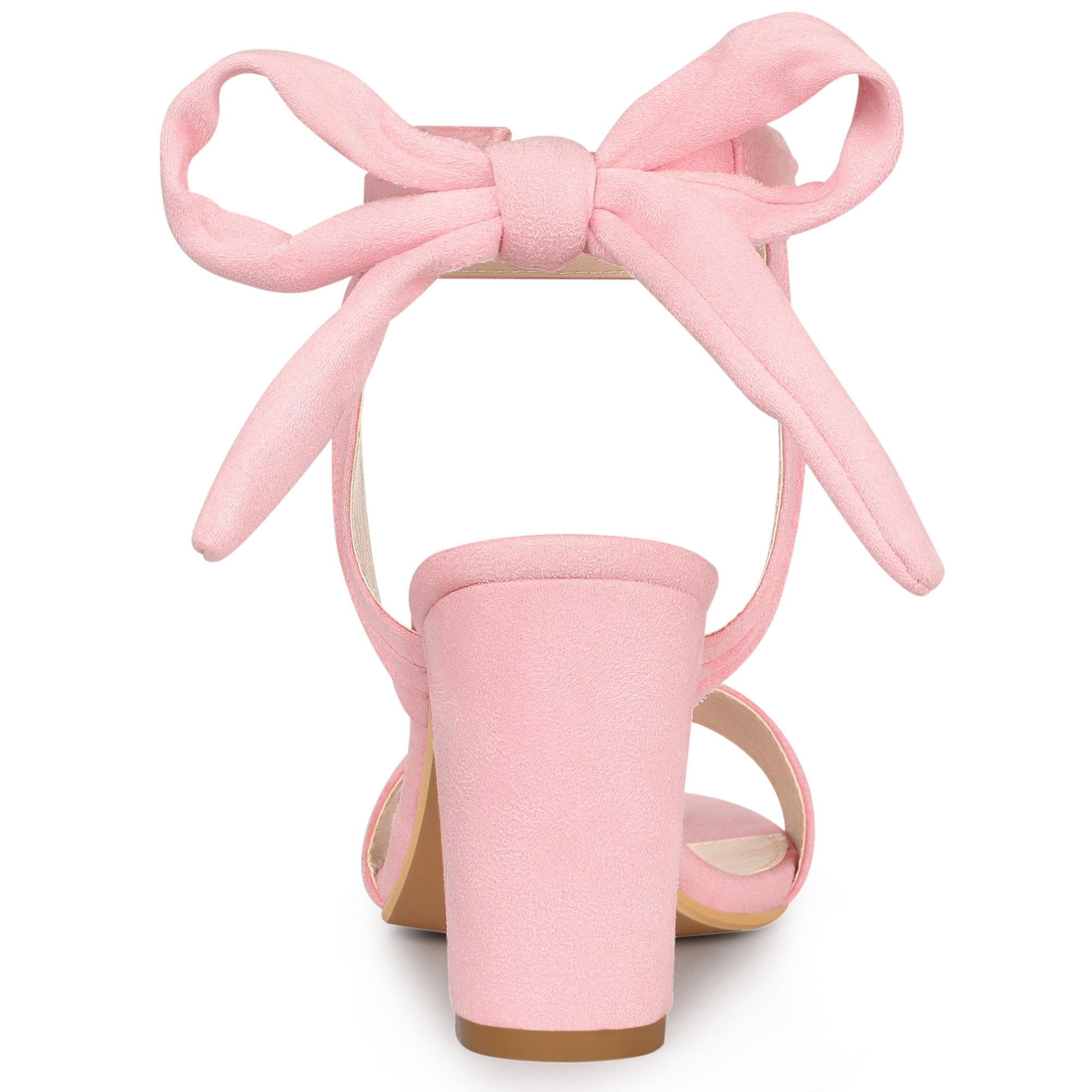 BLOCK HEEL PUMPS | OPEN TOE ANKLE STRAP WITH BOW DETAIL