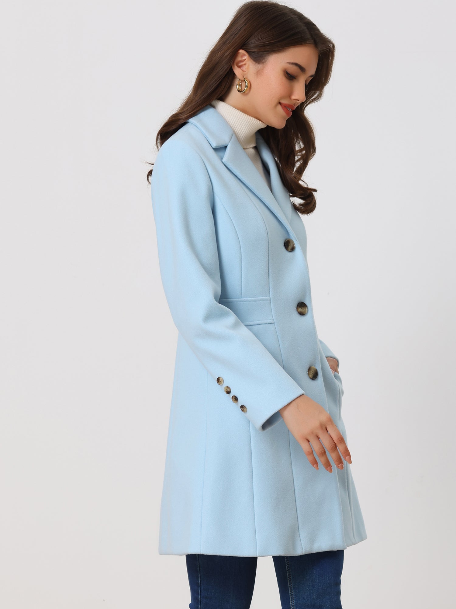 WOMEN’S WOOL COAT | LONG BUTTON WINTER JACKET