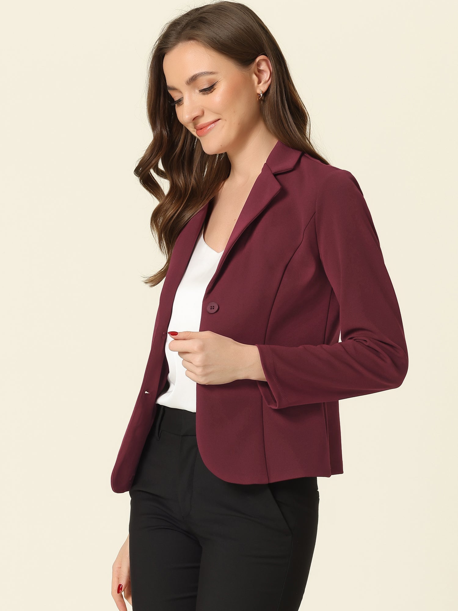 SINGLE-BREASTED STRETCH OFFICE BLAZER