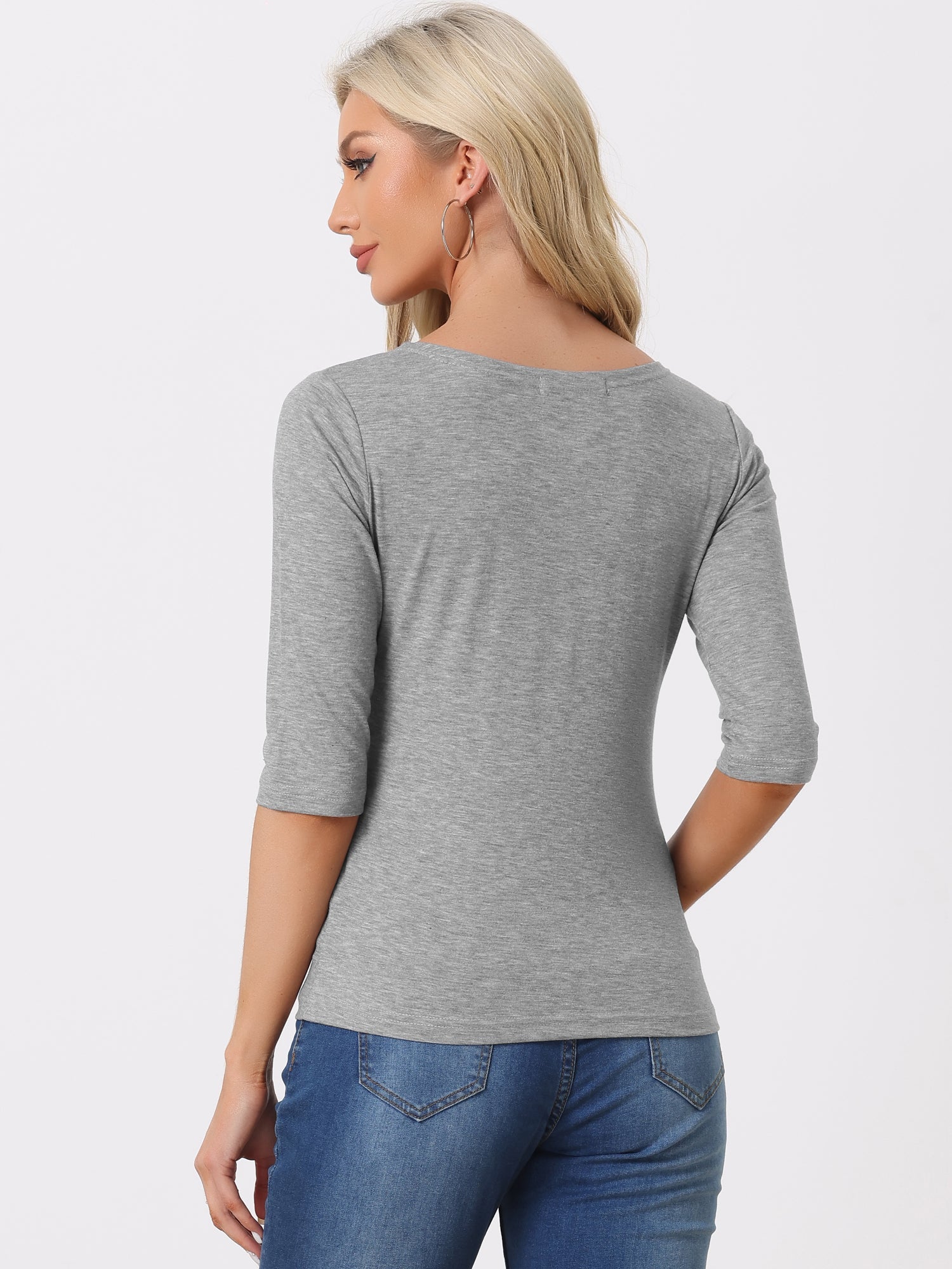 ESSENTIAL EASE | 3/4 SLEEVE CREW NECK TOP