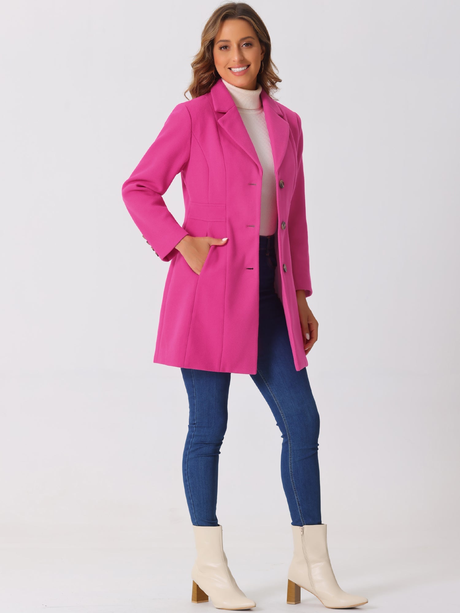 WOMEN’S WOOL COAT | LONG BUTTON WINTER JACKET