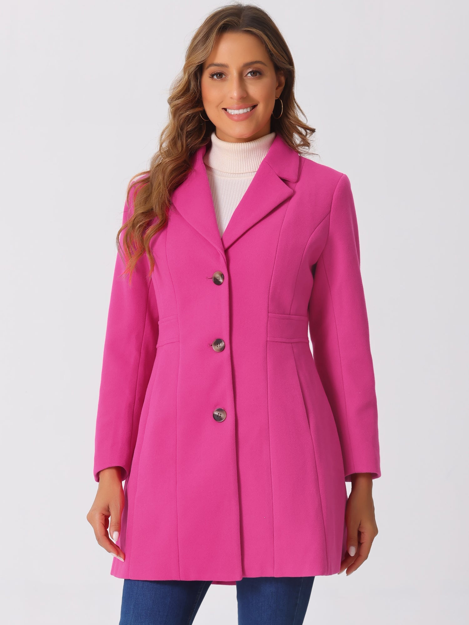 WOMEN’S WOOL COAT | LONG BUTTON WINTER JACKET
