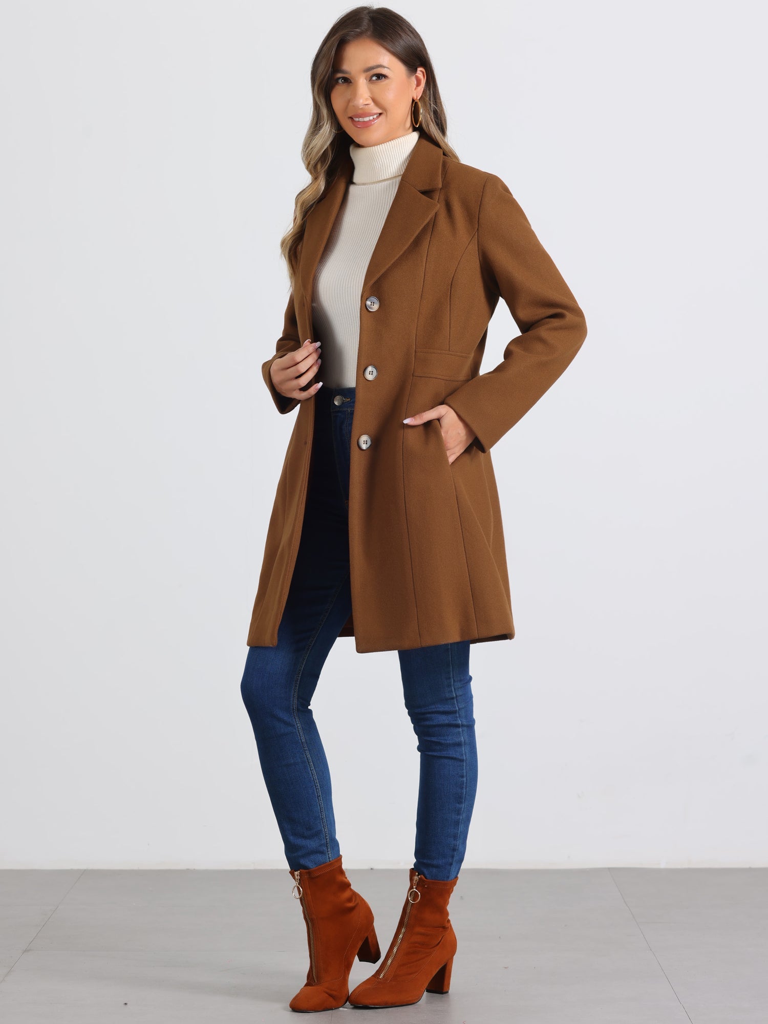 WOMEN’S WOOL COAT | LONG BUTTON WINTER JACKET