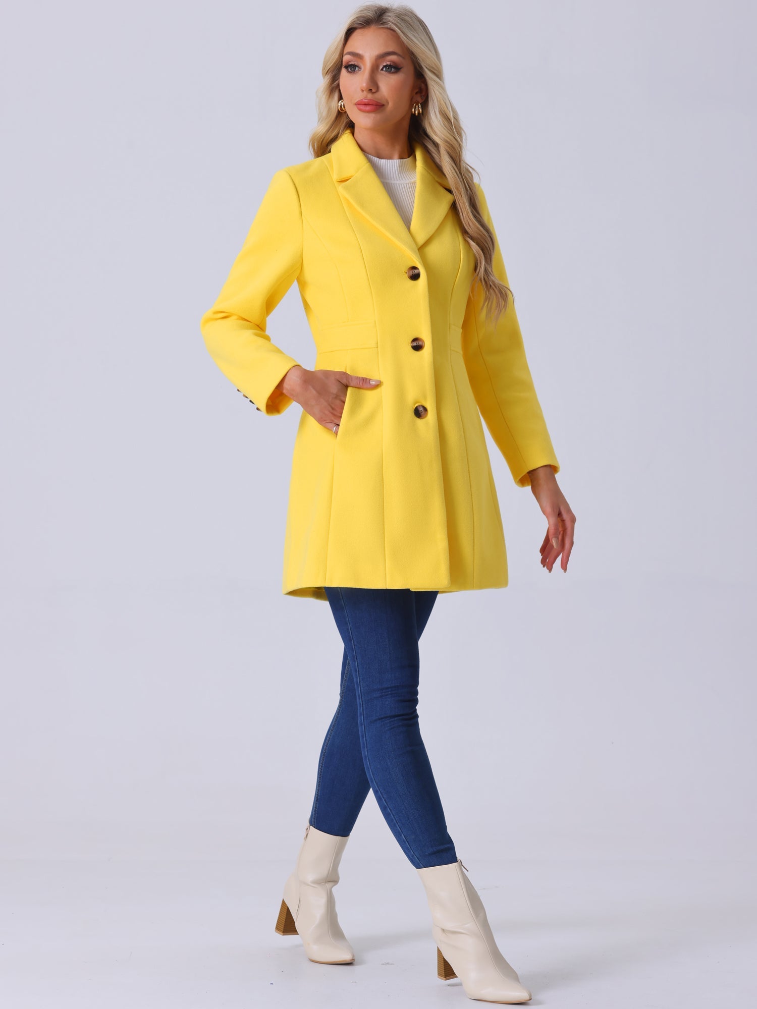 WOMEN’S WOOL COAT | LONG BUTTON WINTER JACKET