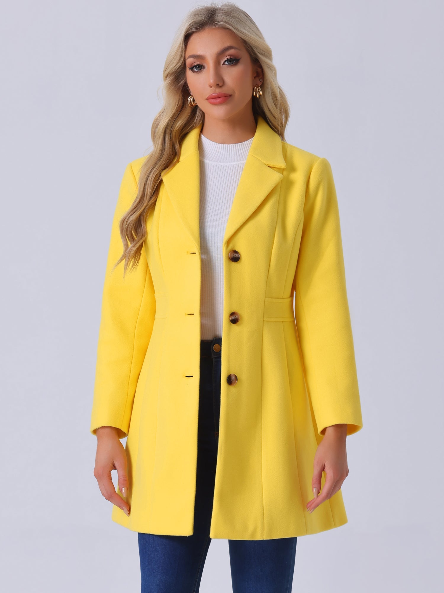 WOMEN’S WOOL COAT | LONG BUTTON WINTER JACKET